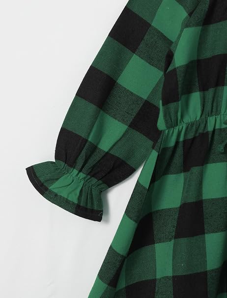 green buffalo check dress AWIBMK Mommy and Me Christmas Dresses Long Puff Sleeve Black White Red Black Plaid Ruffle Fall Winter Xmas Holiday Party Collect Waist Mom Daughter Matching Outfits Red 0-3 Months 1.11.24