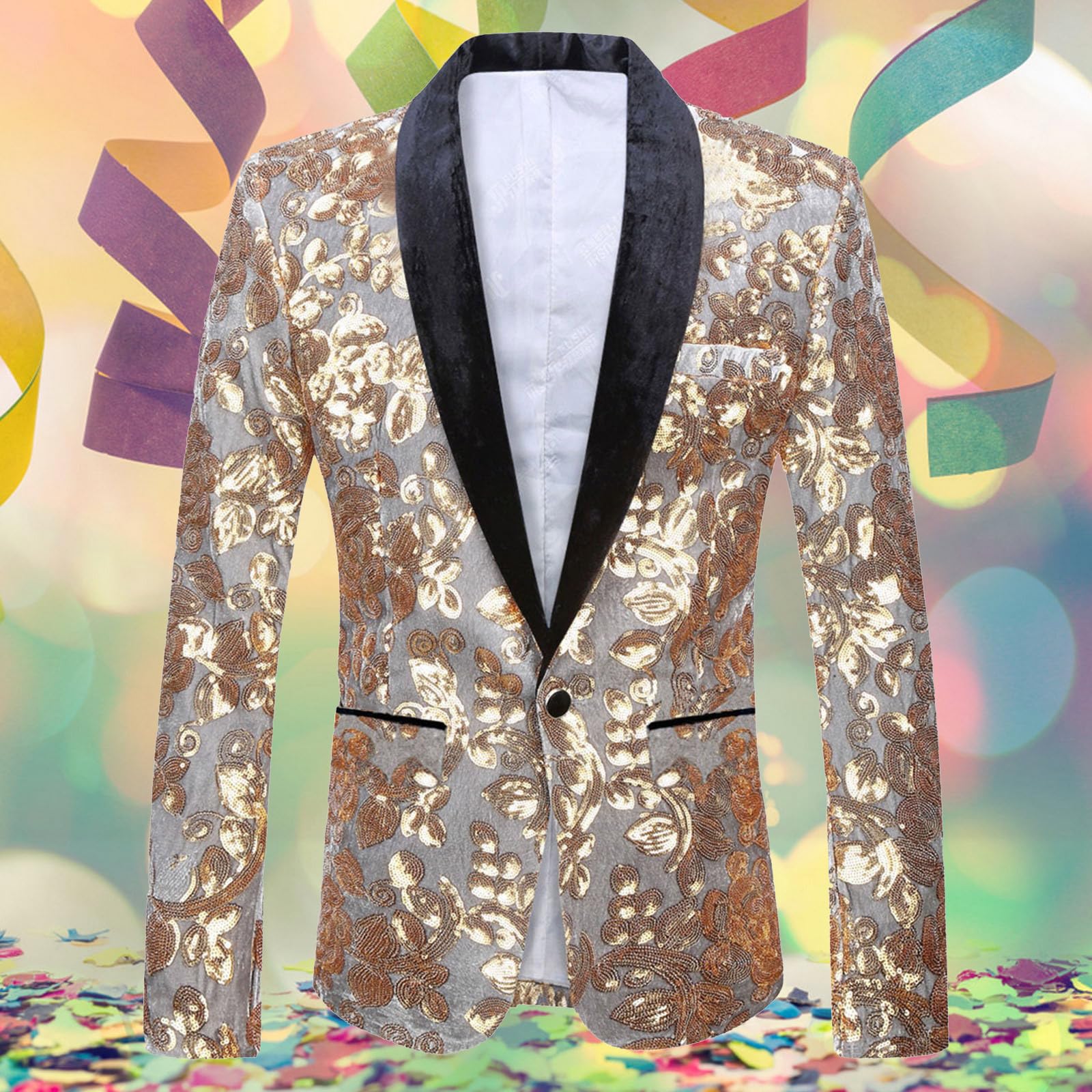 Glitzer Sakko Herren Jacke Pailletten Jacket Blazer Herrenjacke Performance-Kostüm Für Hochzeit Und Party Formelle Kleidung Shirt Anzug