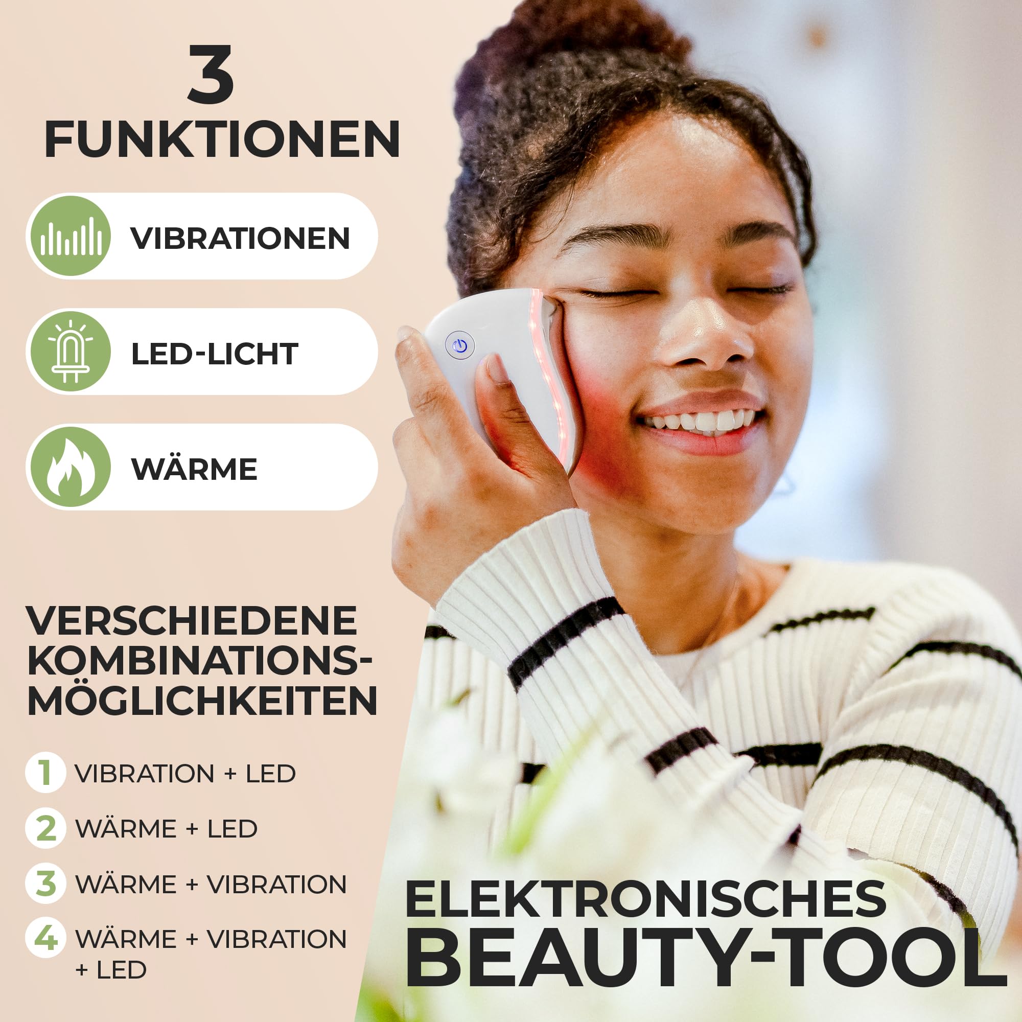 JvF Beauty Elektrischer Gua Sha  Gesichtsmassagegert mit Wrme, Vibration  & LED fr Anti-Aging und Faltenreduzierung | Wei : Amazon.de: Kosmetik