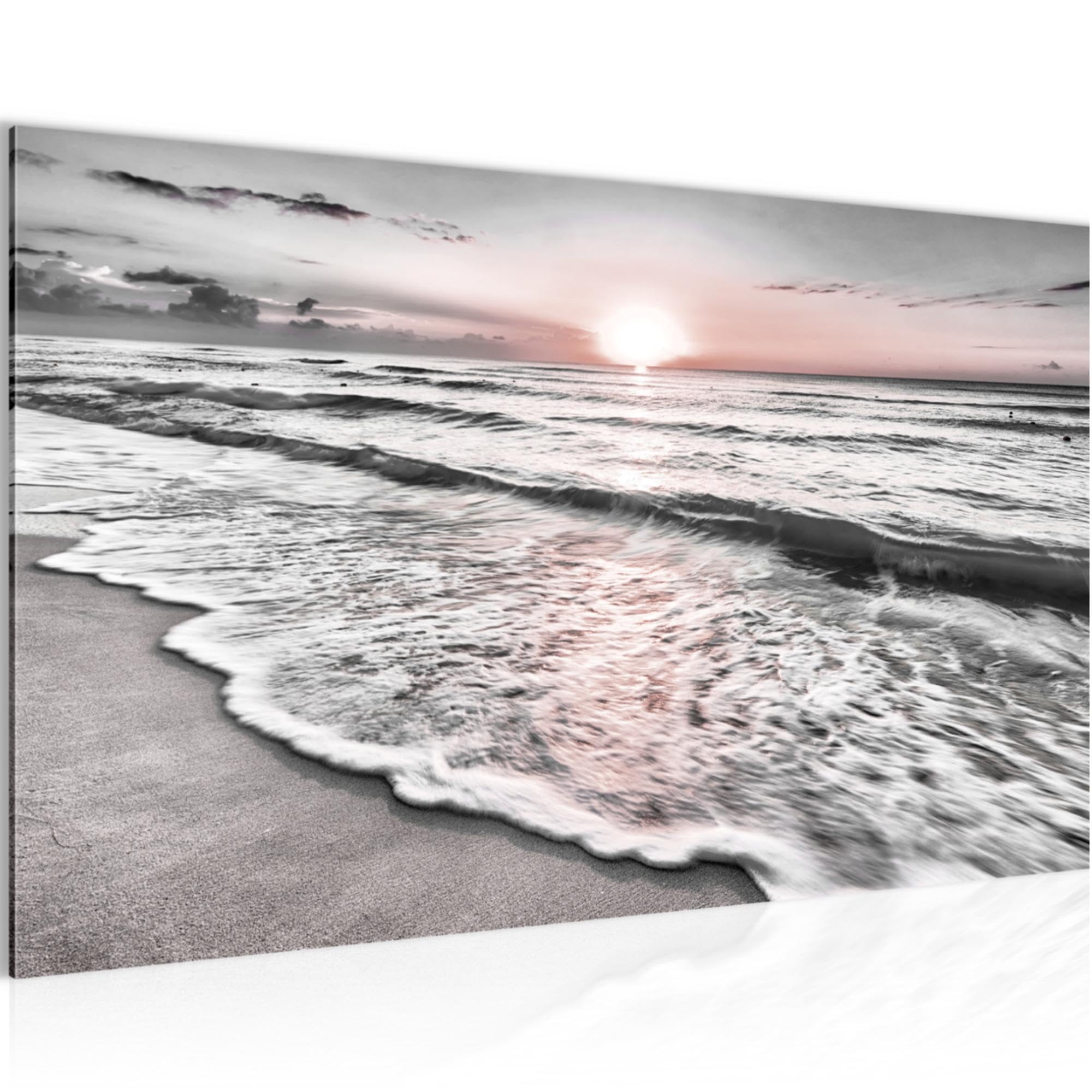 Sunset Seascape Beach Fence TREBLE TELA Parete Arte Foto Stampa - Foto 5