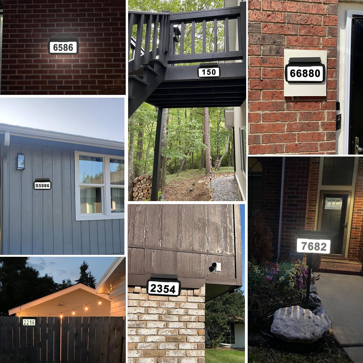 Solar House Number Sign - 22pcs LED Tri-Color Switchable Light, Adjustable Solar Panel, IP54 Waterproof, 4-Day Runtime, 3 Installation Options for Yard, Home, Mailbox, Street (Base Mounting, 1PACK)