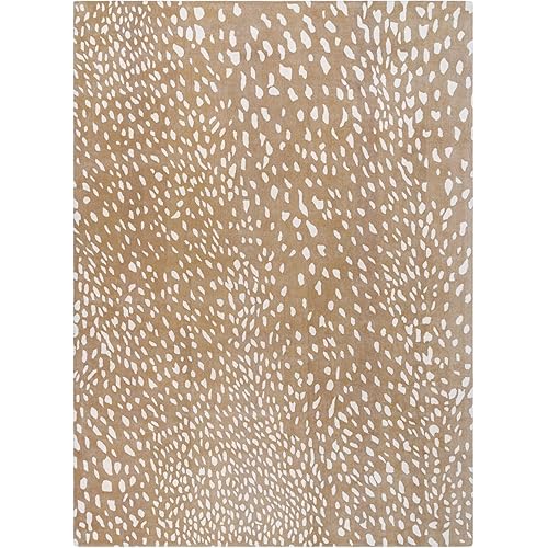 Luxury Handmade 100% Wool Area Rug – Antelope & Cheetah Print | Modern Animal Print Carpet in Neutral Grey, Ivory & Charcoal | Soft, Durable, Contemporary Living Room & Bedroom (Neutral, 9' x 12')