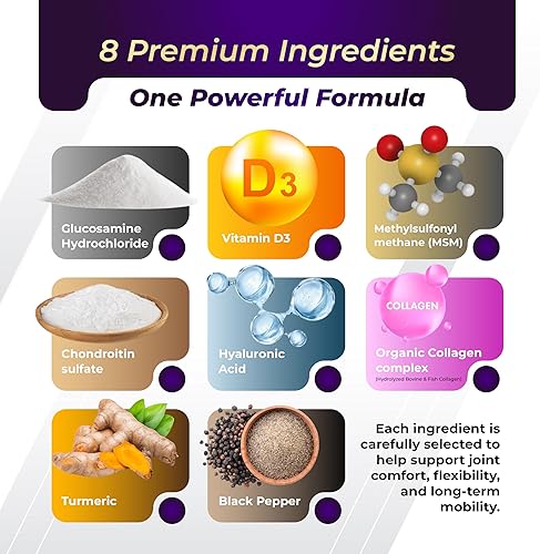 Miniatura 5 de GriMed Glucosamina 12,000 mg - X12 Power con MSM, condroitina, colágeno, cúrcuma para el bienestar de las articulaciones, huesos fuertes, soporte