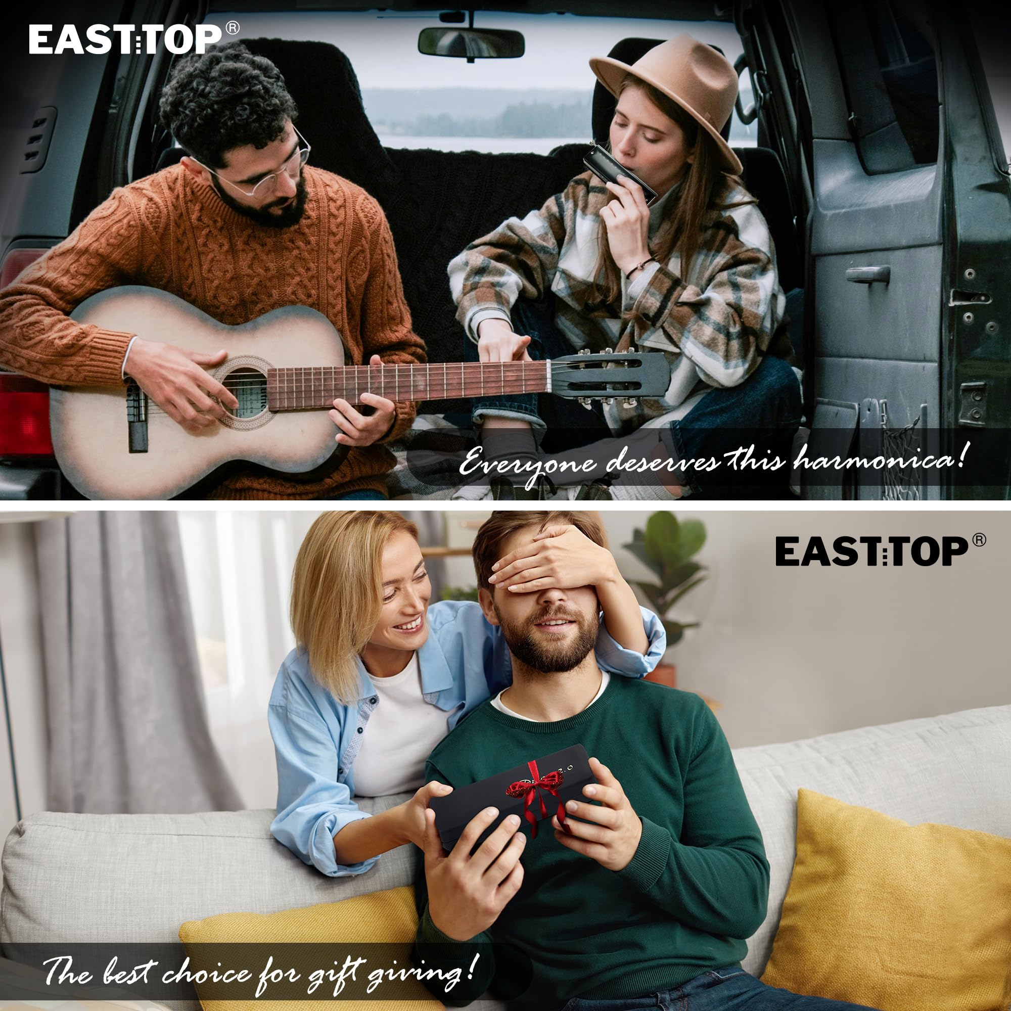 EAST TOP Chromatische Mundharmonika, C-Dur, 12 Löcher, 48 Töne, professionelle Mundorgane, für Erwachsene, Profis und Studenten, Weiß