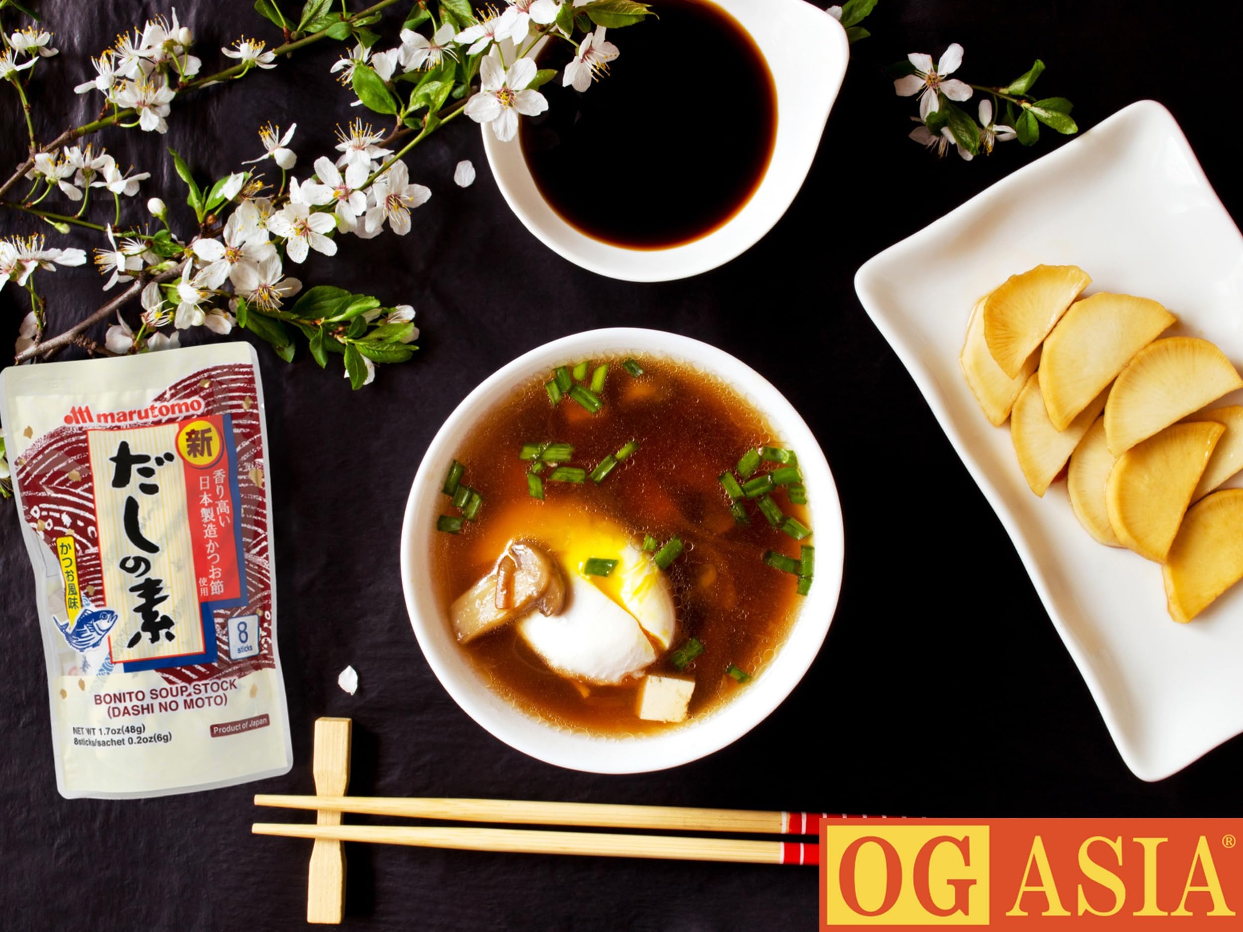 MARUTOMO Dashino Moto Lot de 15 poudres Dashi japonaises pour soupe miso et plus encore, goût authentique Umami OG ASIA 720 g