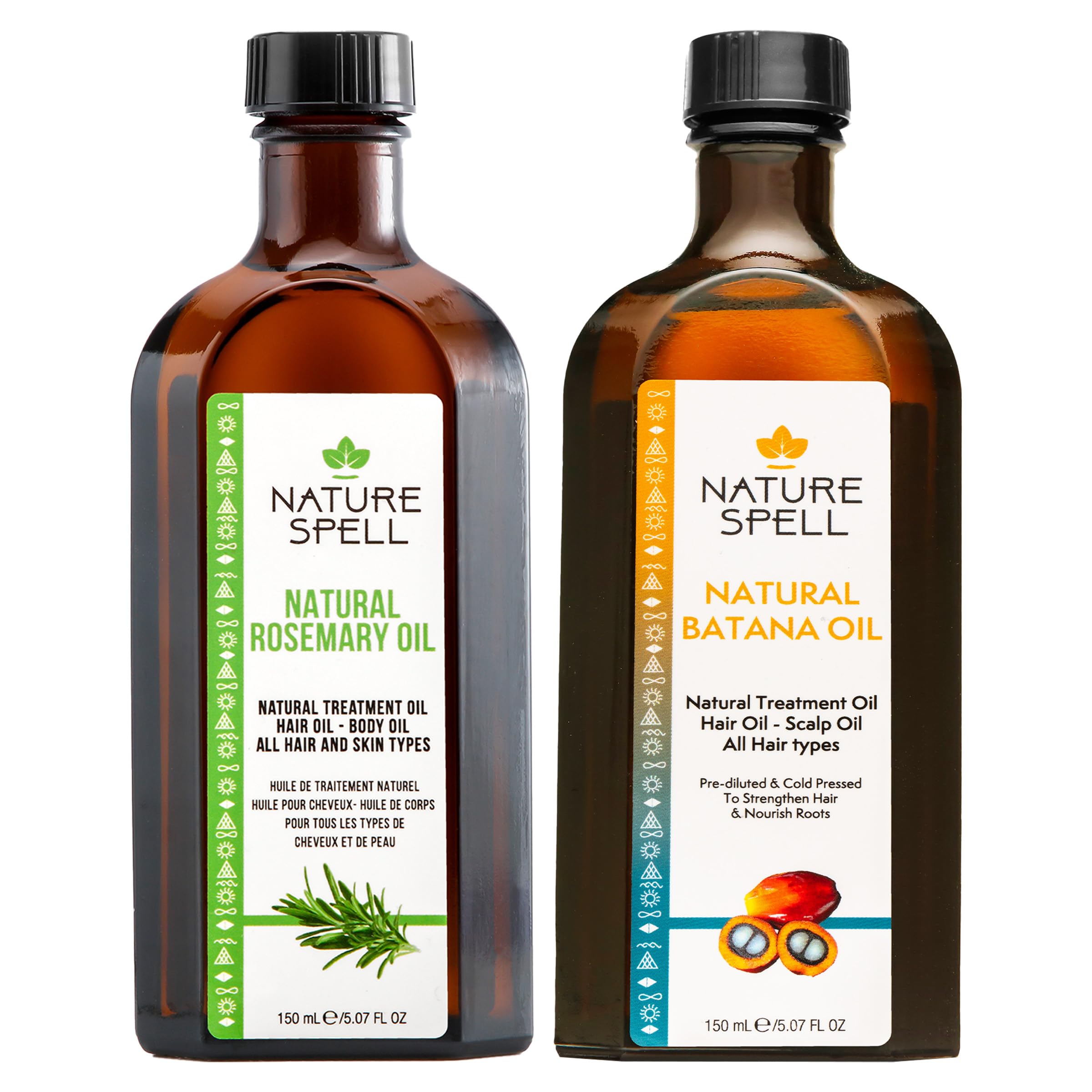 Nature Spell Hair Growth Duo with Rosemary & Batana Oils, Pre-Diluted Oil Set to Promote Growth & Strengthen Dry