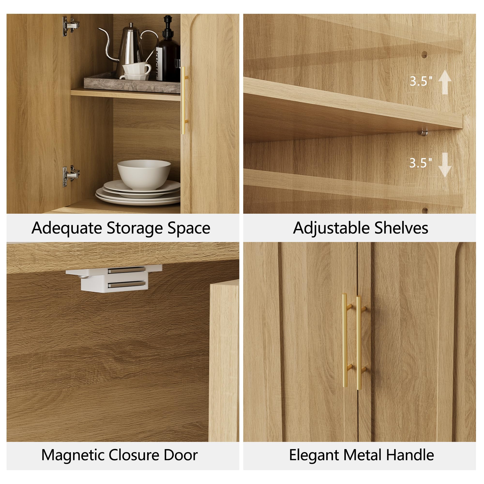 FORTUNETEC Sideboard Buffet Cabinet with Storage, Modern Accent Cabinet with Arc — product photo