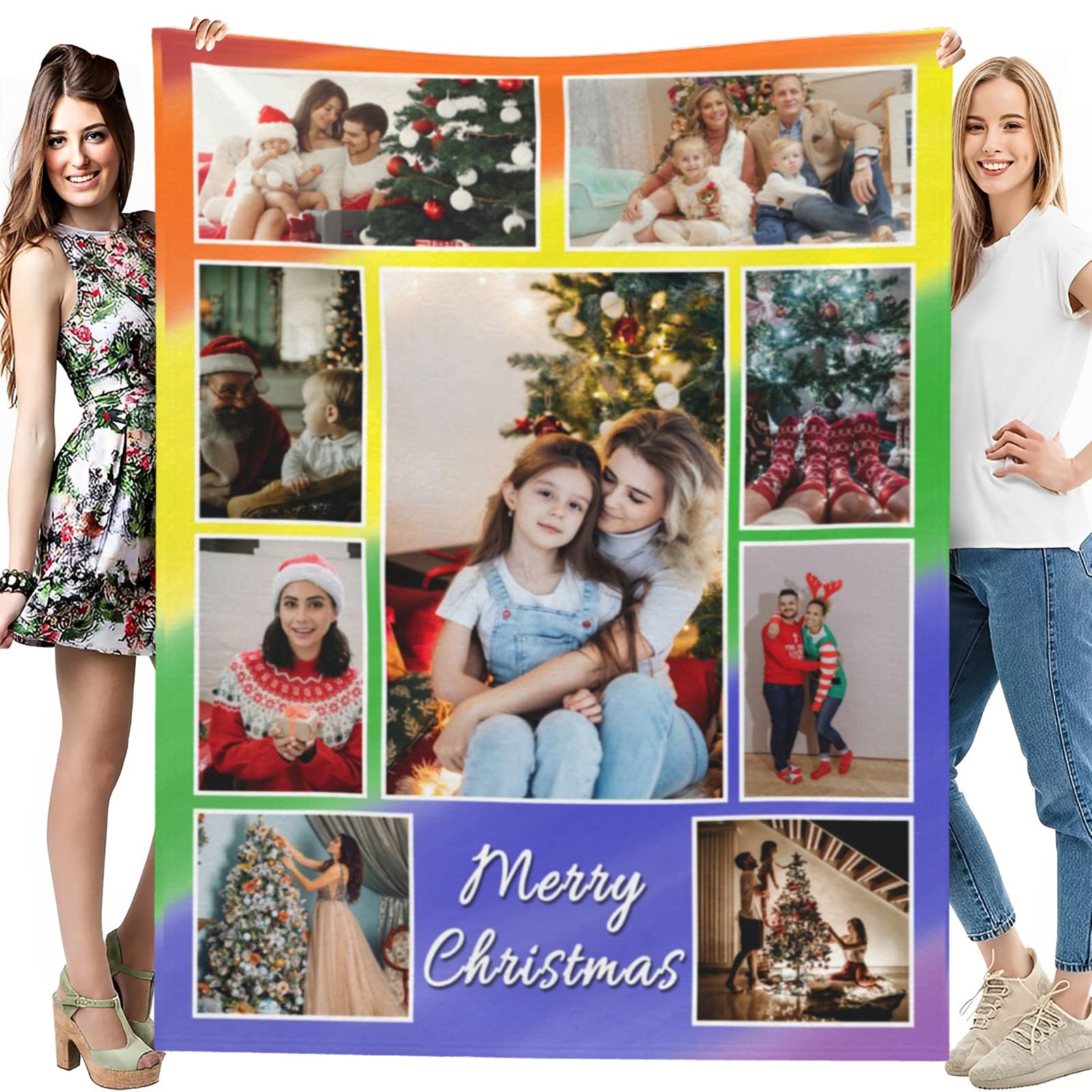 Personalised Blanket - Custom Blanket with Photos - Personalized Blankets Using ourselves Photos for Birthday Gifts - Customized Blankets with Pictures for Father, Mom, Kids, Dogs, Friends or Lover