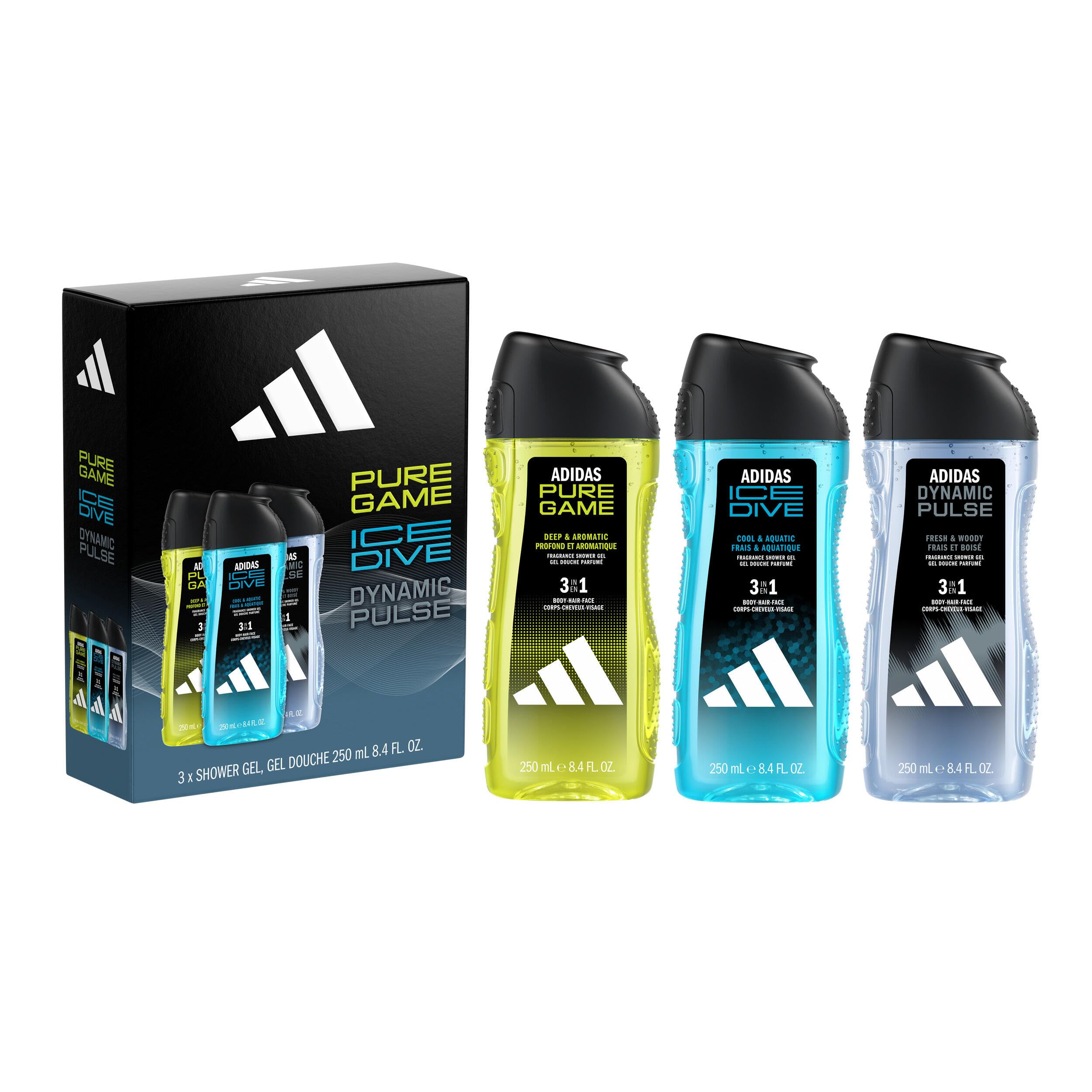 Giftset a Pure Game, Ice Dive and Dynamic Pulse Shower Gel (3x 250ml, 8.4fl oz.), for Him…