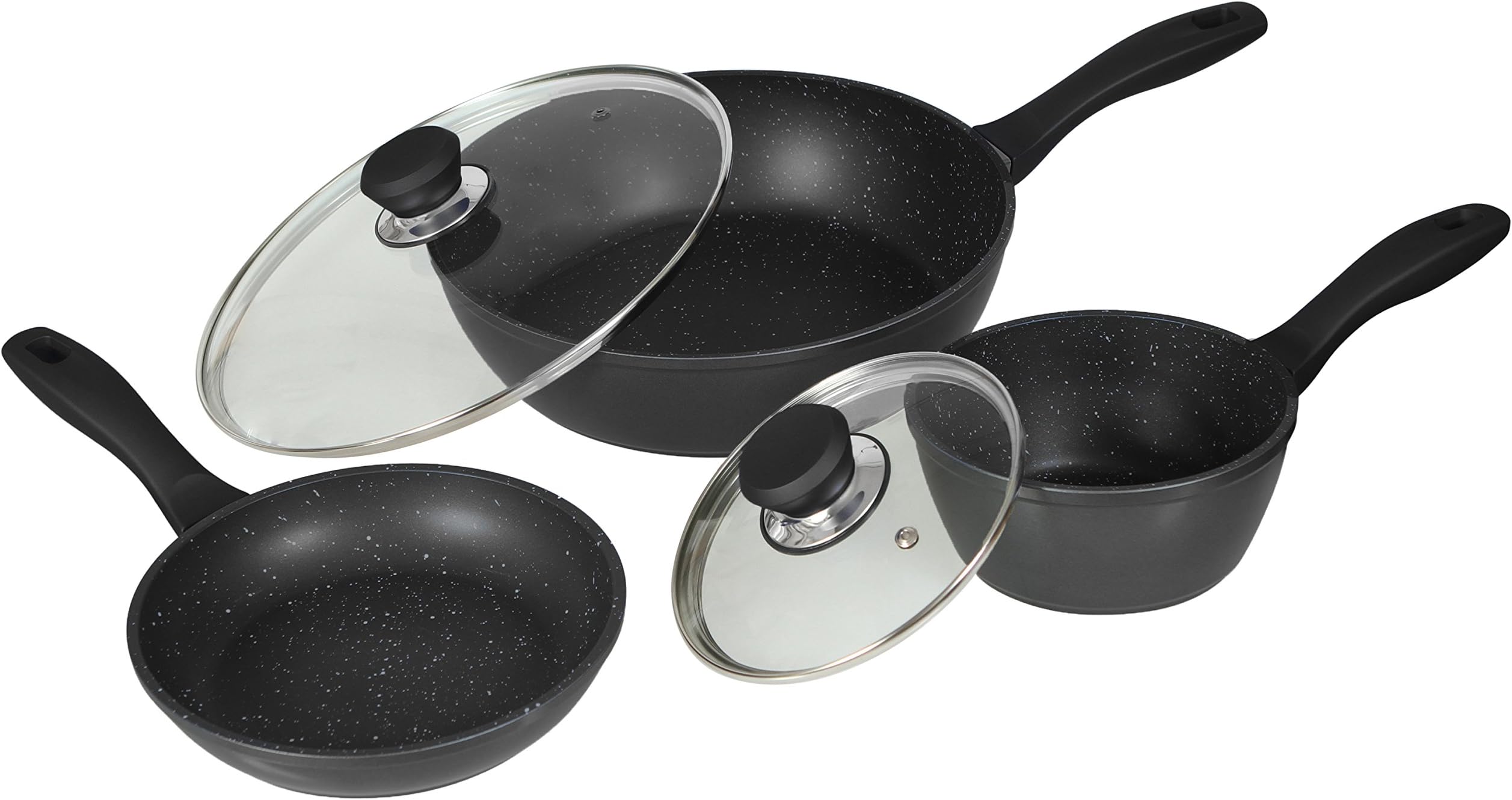 FlavorStone 5pc Stainless Steel Induction Pots & Non-Stick Frying Pan With Lids