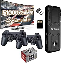 Y5 Retro TV Game Stick, Más de 4K 51000 Juegos, Controles Inalámbricos Dual 2.4G, Consolas de Juego con Soporte Integrado de 48 Emuladores Multijugador, Enchufa y Usa (Negro) (128G)