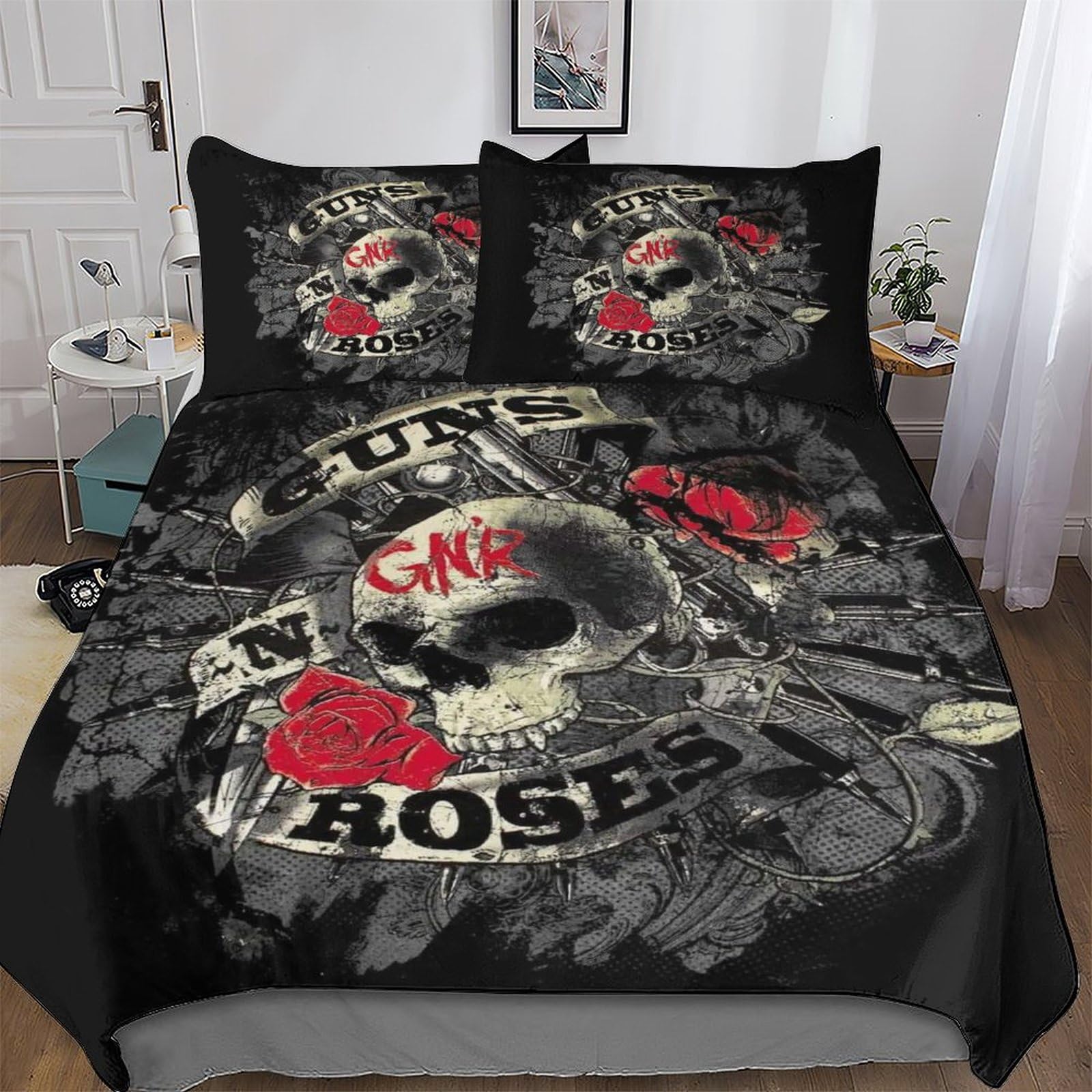 Pazzk Boys Gothic, Skeleton-1 Gothic, Skeleton 3D Comforter Cover Set - Brushed Microfibre Bedding Set Duvet Cover With Pillowcases, Soft Poly Cotton Quilt Cover 2 Pcs For Girls And Teenagers Single (135X200cm)