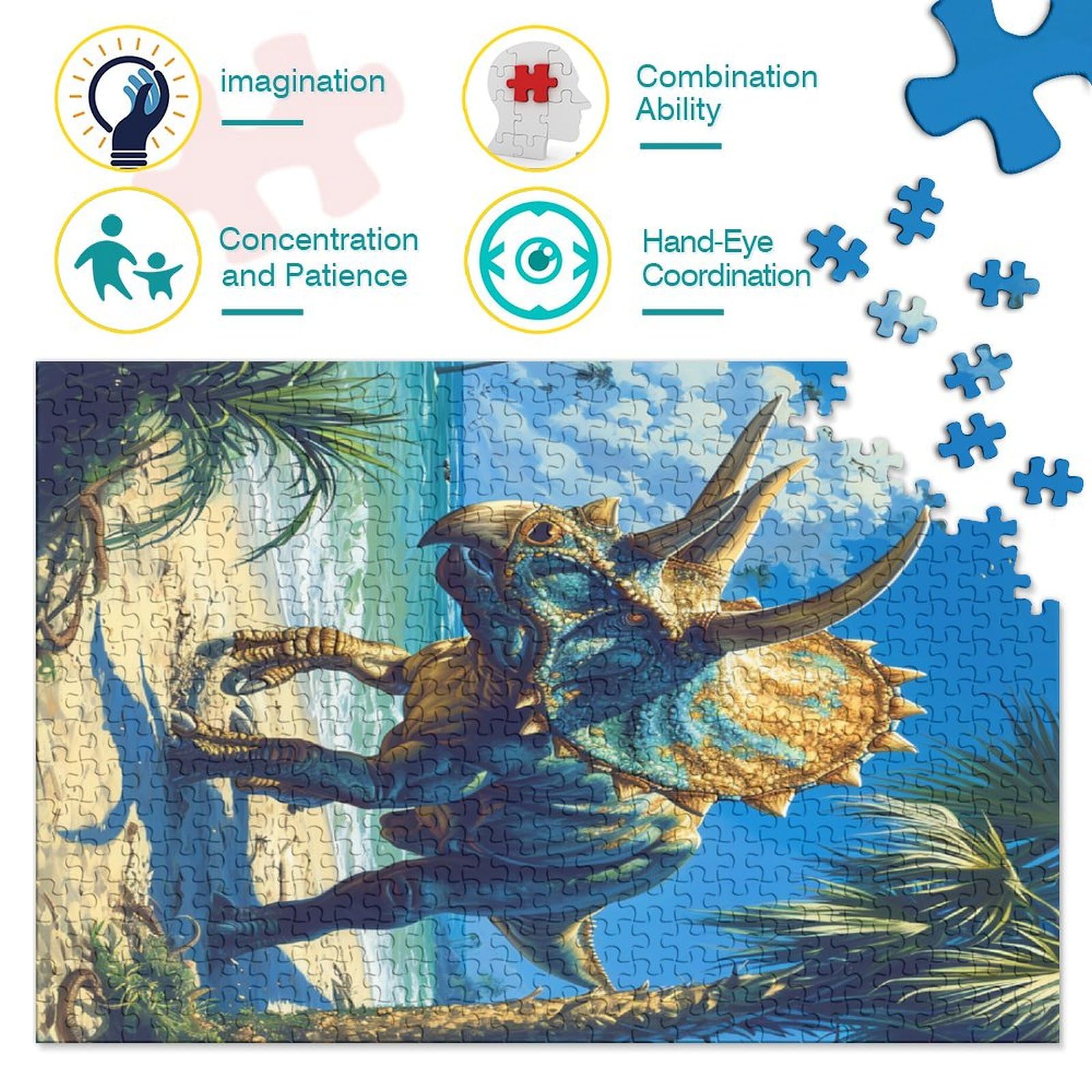 Dinosaurios Puzzle De 1000 Piezas Adultos Rompecabezas Imposible Juego De Habilidad para Toda La Familia Juego De Colocación De Decoración del Cerdoar 1000pcs (75x50cm