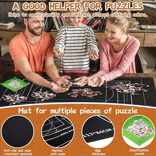 Purpledi Tapis de Puzzle, Tapis de Rangement en Feutre pour Puzzle jusqu'à 1000 1500 2000 3000 pièces, Rouleau Puzzle Roll Up Mat, avec Pompe Gonflable - 5