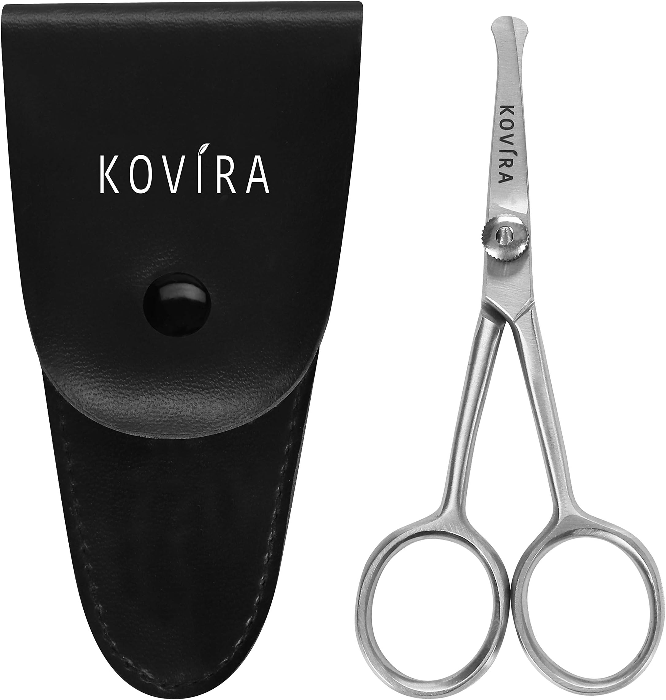 Nose Scissors - 4 Inch Rounded Scissors for Nose, Eyebrow, Ear, Dog Hair Trimming - Nasal Scissors for Men, Women - Nose Hair Scissors with Case