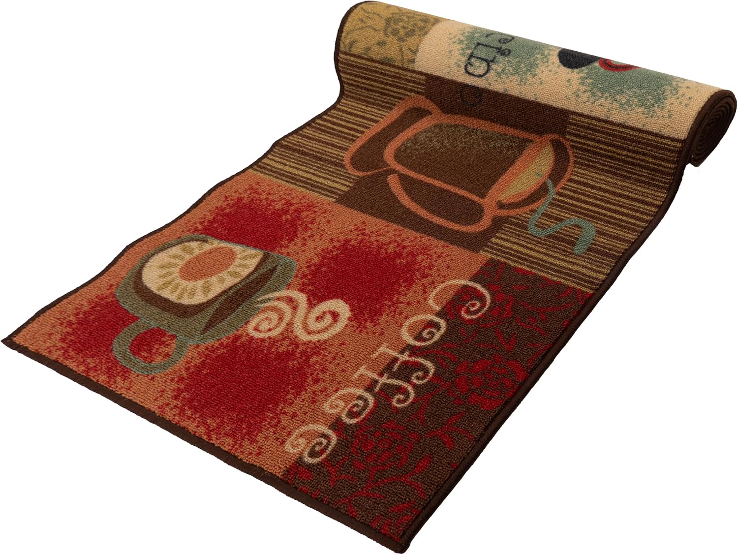 RugStylesOnline Kitchen Collection Coffee Lover Cappuccino Multi-Color Printed Slip Resistant Rubber Back Latex Contemporary Modern Runner Area Rug (9081) (23" x 7' Runner)