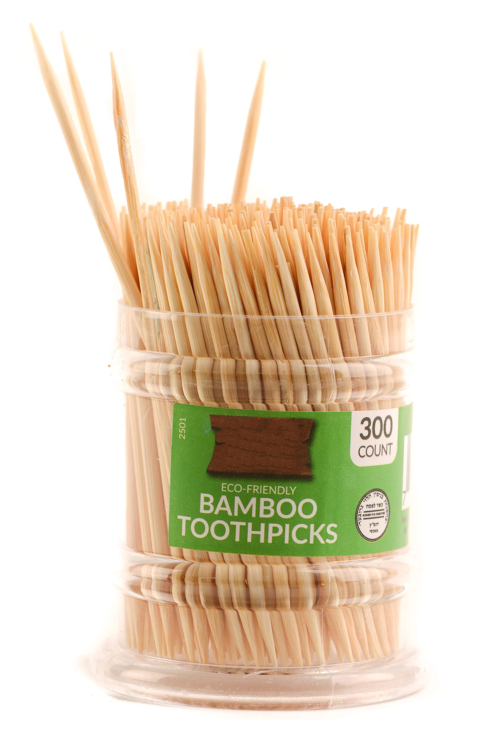 [300 Pack] Bamboo Toothpicks Wooden - Easy to use Dispenser - Great for Parties, Catering, Dinner, Lunch, Restaurants, Fruit Cocktails, Dessert, Barbecue and Teeth Cleaning
