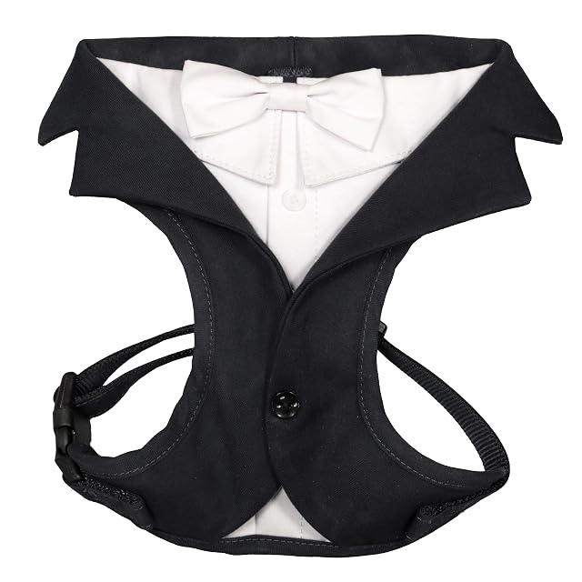 Croci Ceremony Groom Arnés para Perro Macho Boda Esmoquin para Perro Mascota Ajustable Negro XS/30-39cm