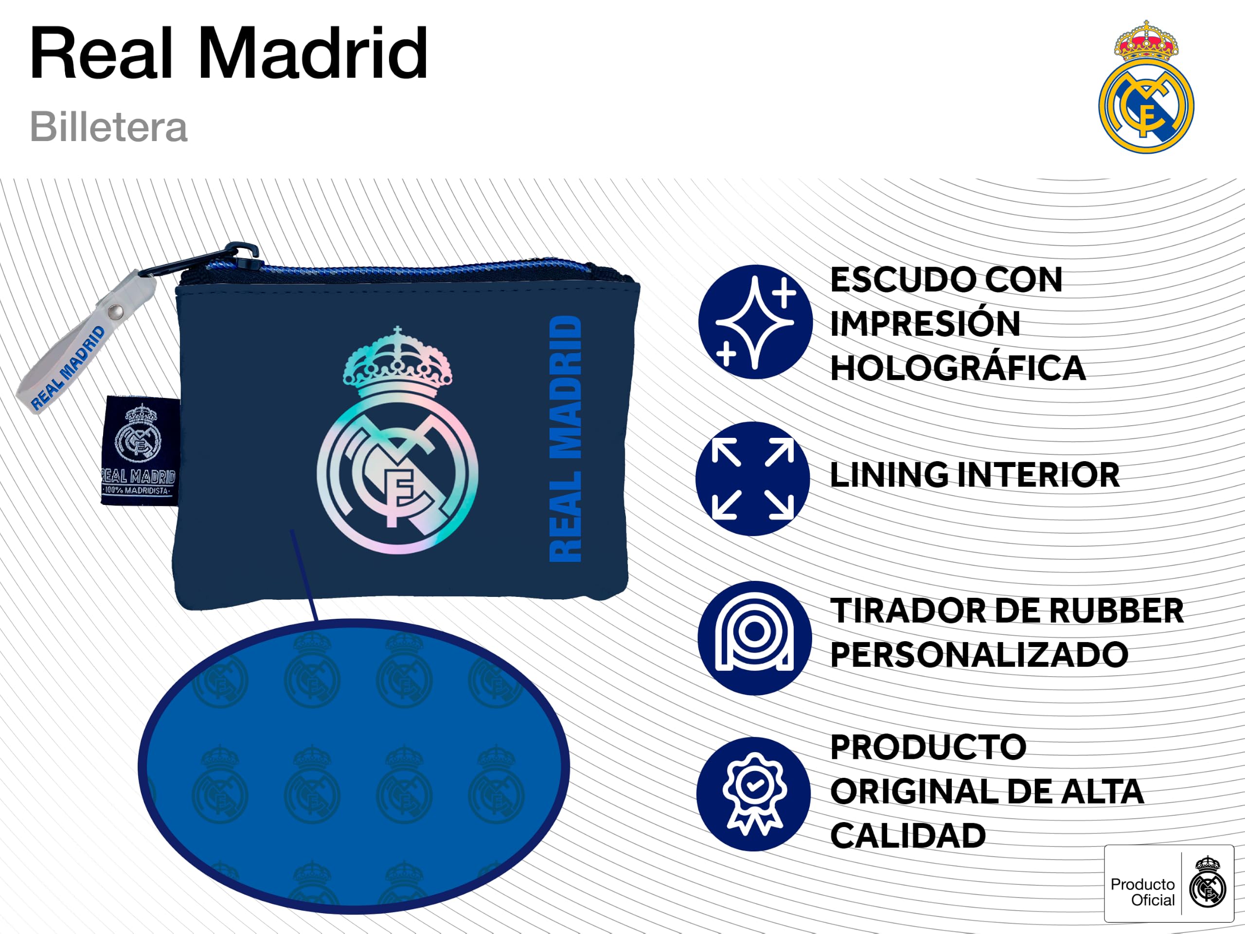 CYPBRANDS Real Madrid Oficjalny Portfel Billetero Cartera Niebieski