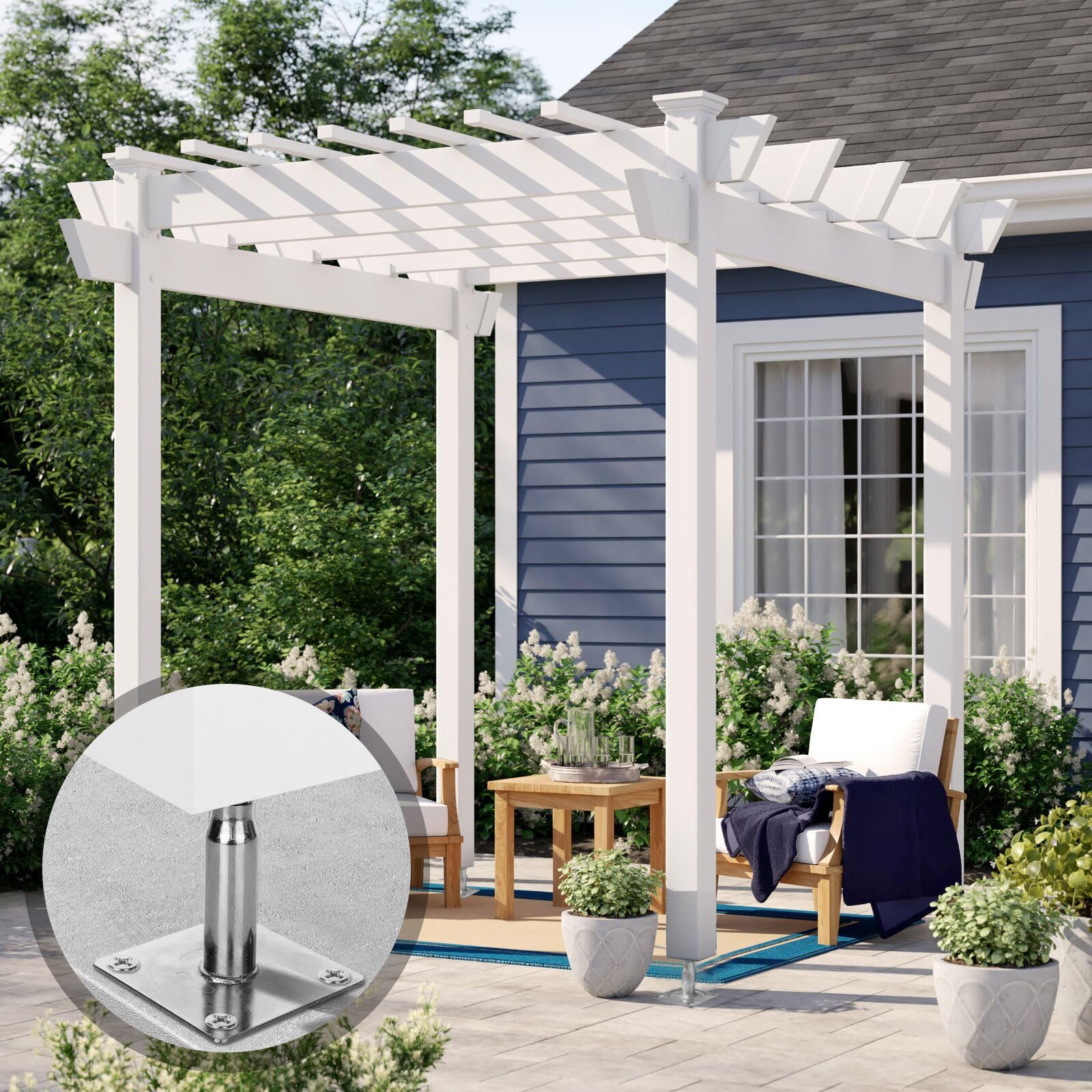 Lot de 4 supports de poteau réglables en hauteur avec 16 vis, supports réglables en hauteur de 100 à 140 mm, pour clôtures, abris, abris de voiture, pergolas, travaux de construction