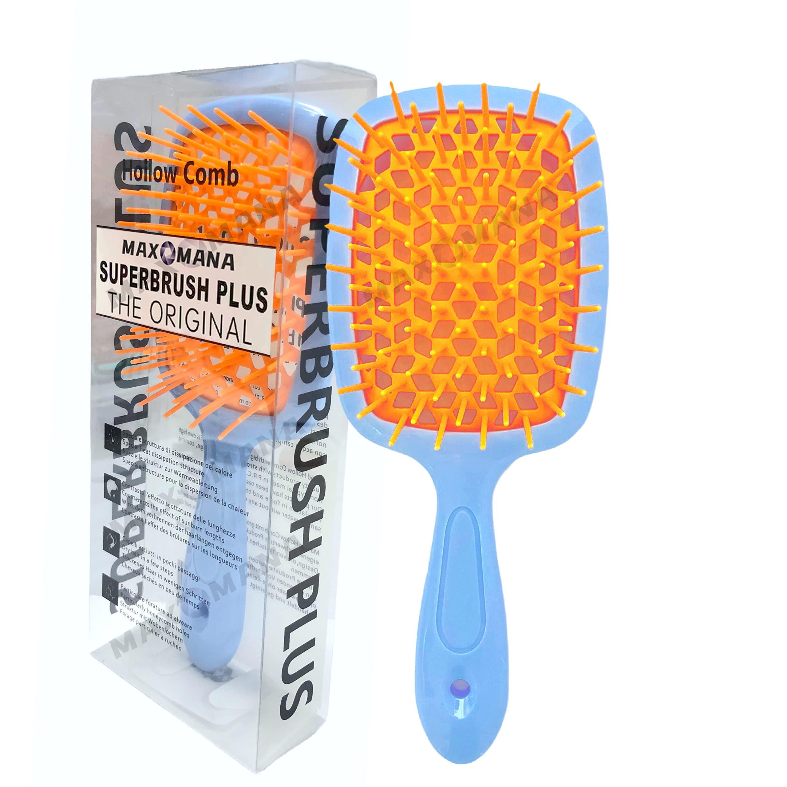 Detangling Hair Brush, Massage Curl Comb for Natural Curly Wet Dry Thick Straight Long Hair (BLUE+ORANGE)