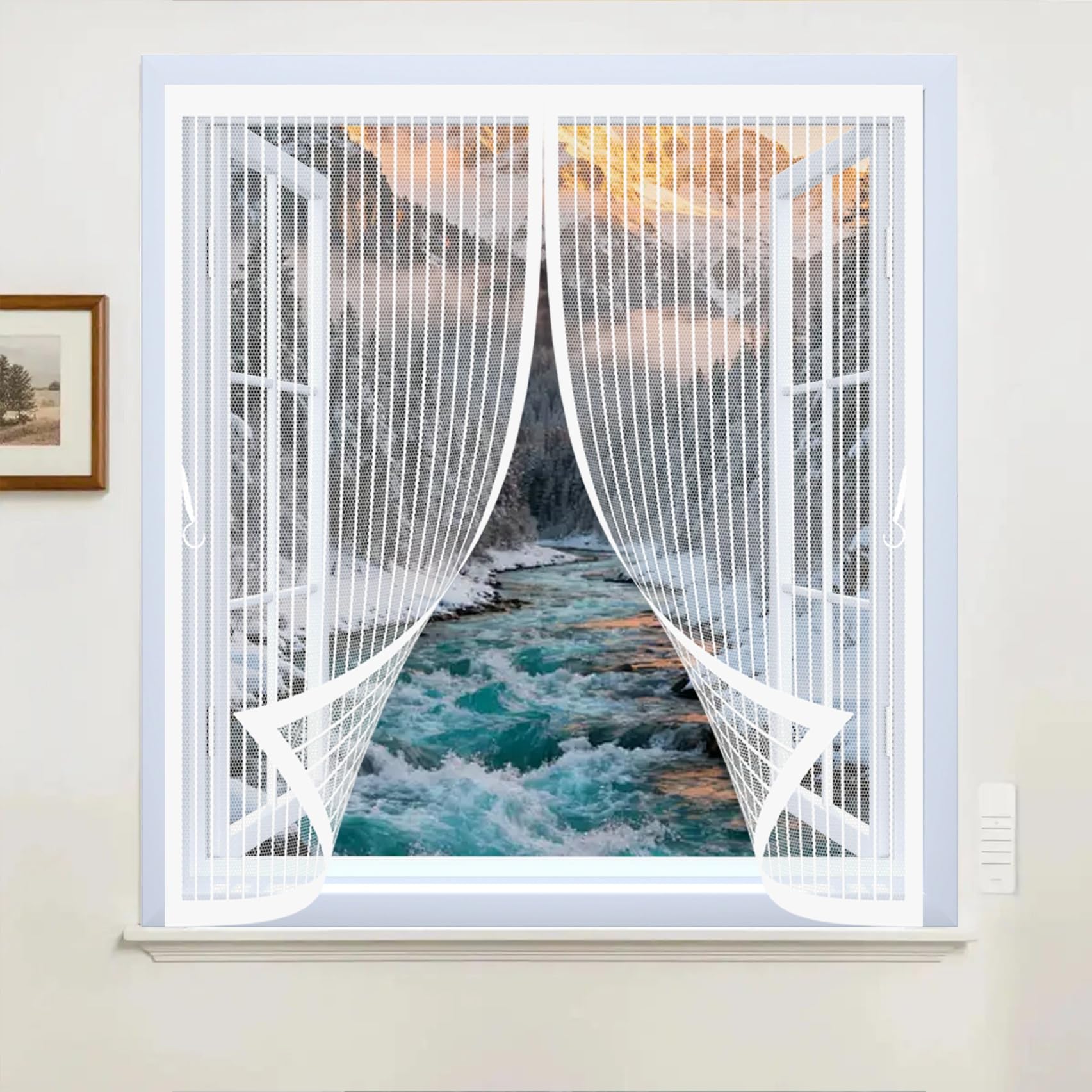 Moustiquaire fenêtre 160 x 140 cm blanche à fermeture automatique
