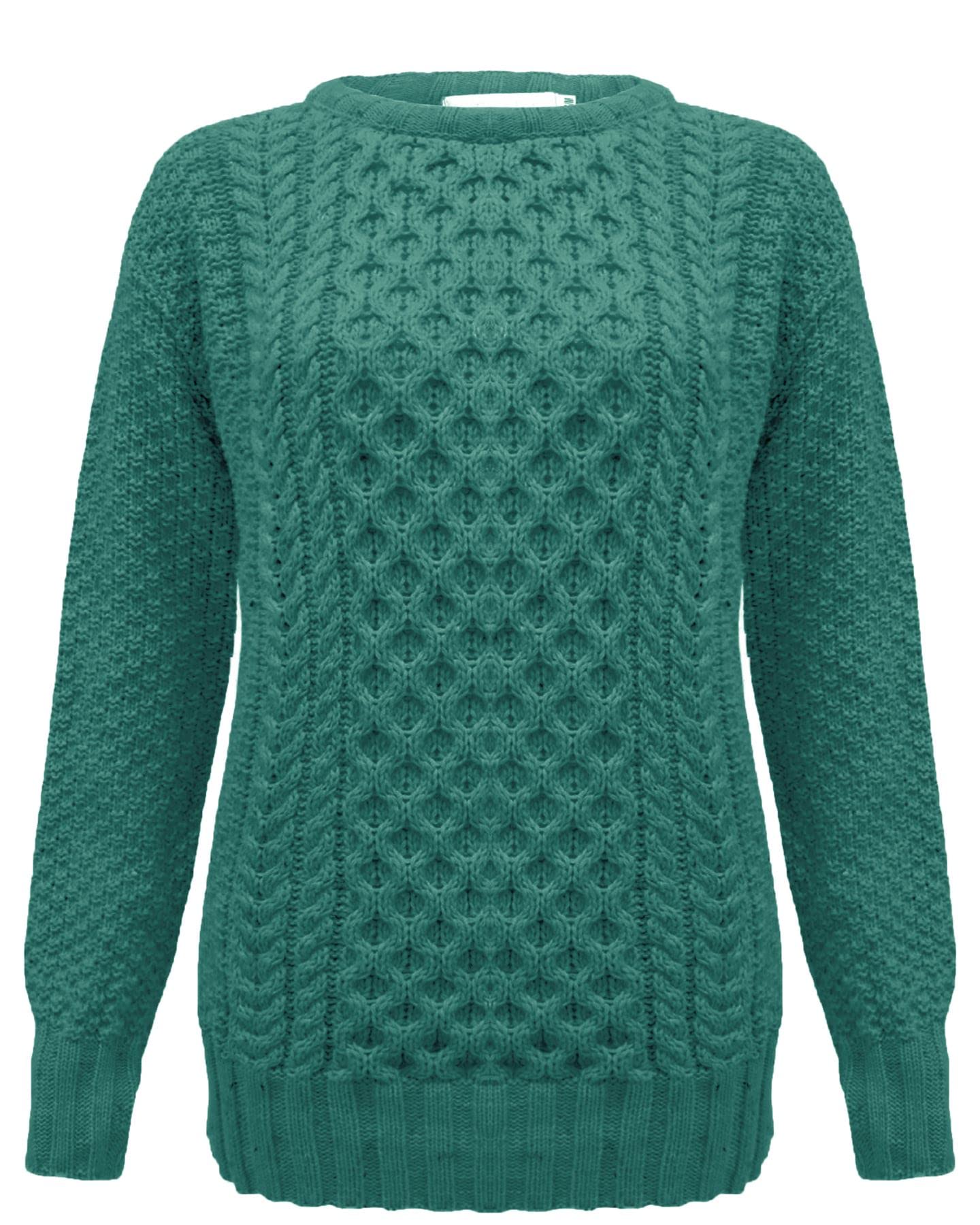 Top Vendor Women's Bottle Green New Knitted Cable Knit Warm Chunky Sweater Formal Everyday Casual Long Sleeves Jumper Pullover Crew Neck Top[,20-22]