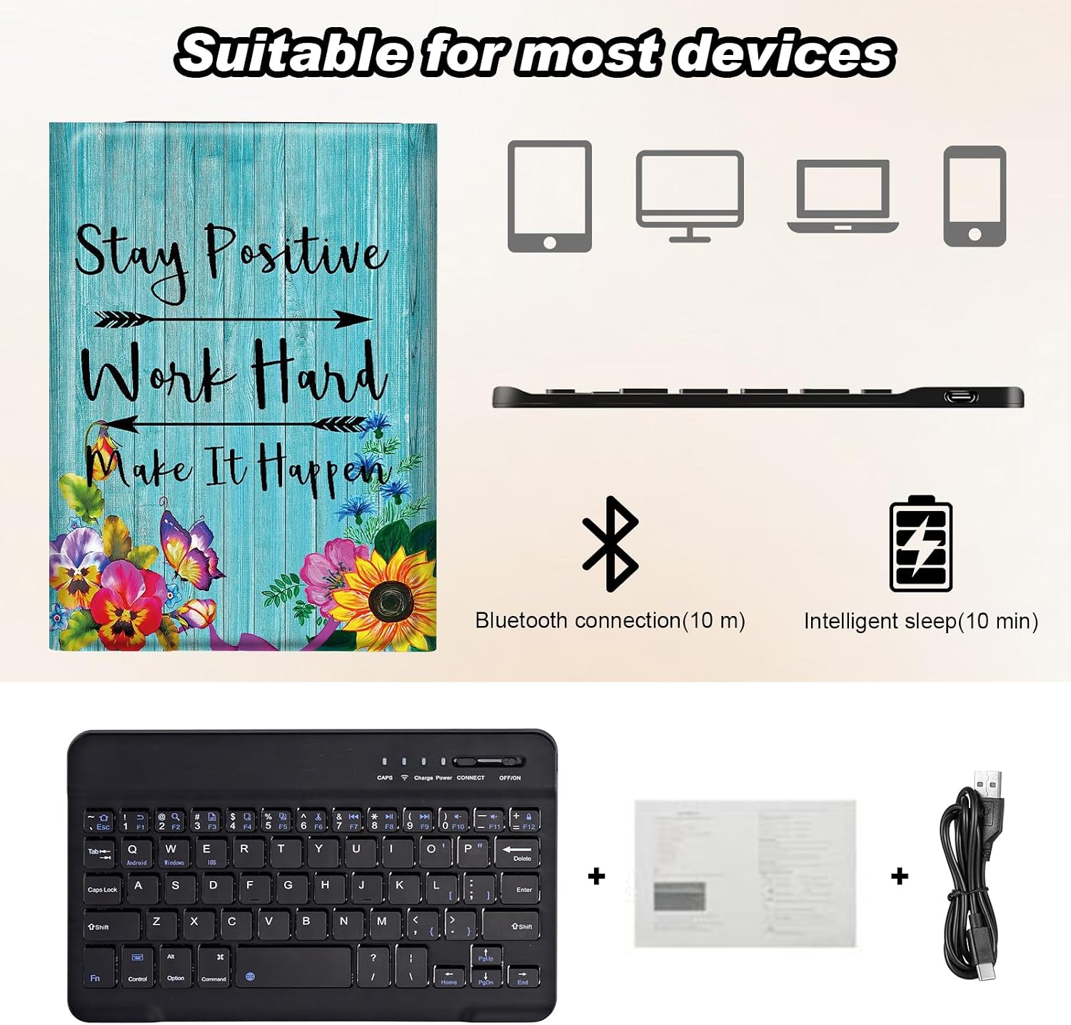 DEGDFSGR for Apple iPad 10th Generation Case with Keyboard and Pencil Holder (10.9", 2022), iPad Keyboard Case Detachable Bluetooth Keyboard for iPad Case 10th Generation, Alphabet Butterfly Floral
