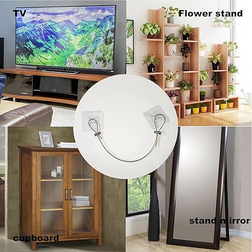 Miniatura 2 de Correas de seguridad ajustables para TV de 42 pulgadas, kit de anclajes para muebles, solución prémium a prueba de bebés para televisores y muebles,