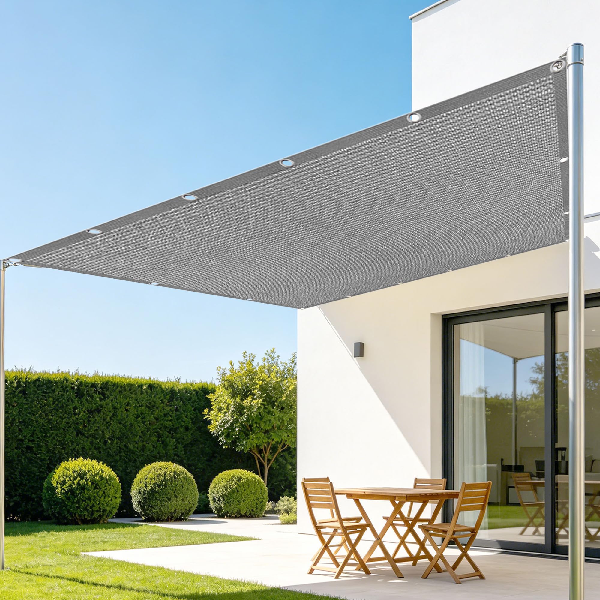 Toile d'ombrage de Serres 1.4 x 5 m Vent et Perméable à l'eau Filet Ombrage Plusieurs Tailles pour Couverture Végétale Serre Jardin Pergola Patio Lawn Pet House, Gris Clair