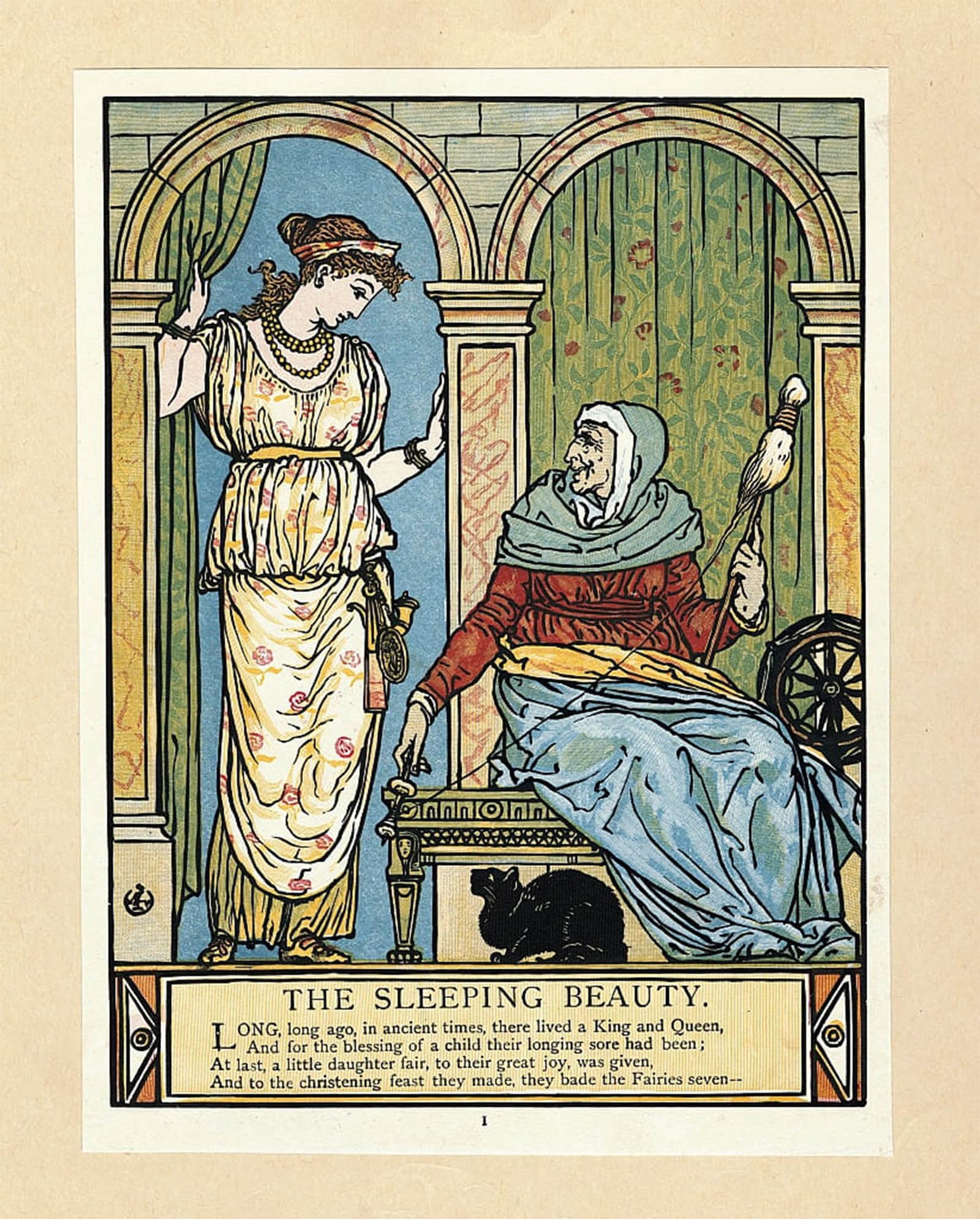 POSTERIIk Famous Print Pop Art Wall Art Graffiti the Princess Learns to Spin by Walter Crane Art Prints for Home Decor 60x90cm
