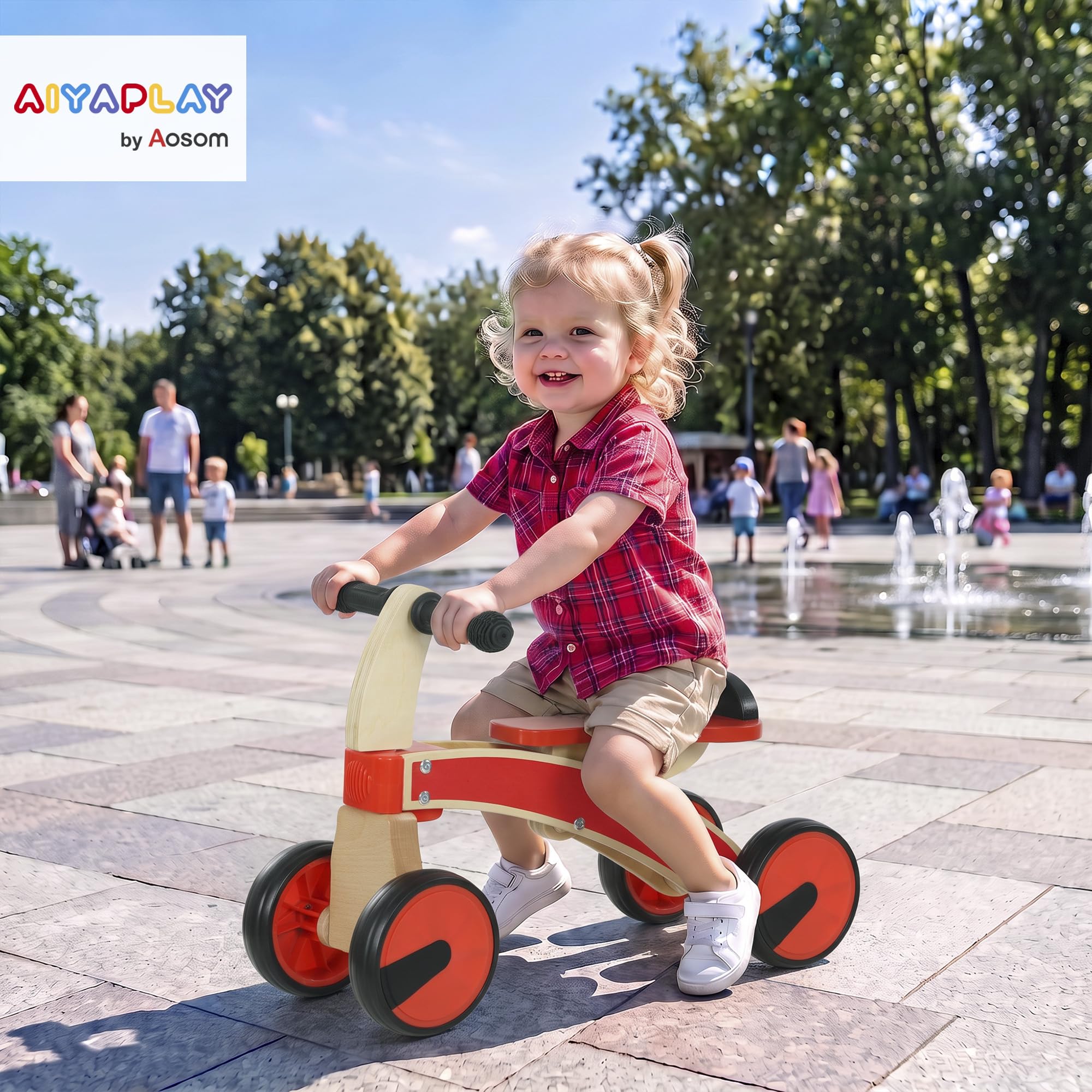 AIYAPLAY Pchacz dla dzieci bez pedałów Czerwony Oparcie