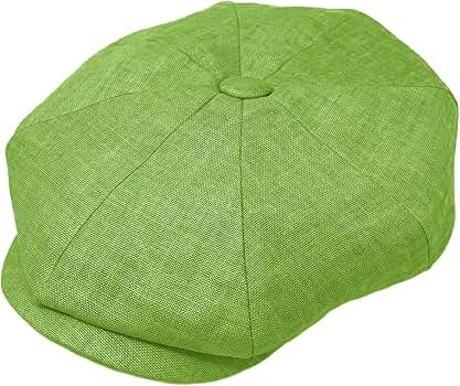 Men's 100% Linen Snap Front Newsboy Drivers Cabbie Gatsby Apple