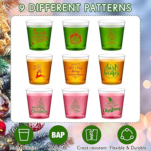 Miniatura 3 de Yaomiao 600 vasos de plástico de Navidad de 2 onzas, vasos transparentes para fiesta de Navidad, vasos desechables a granel de plástico para