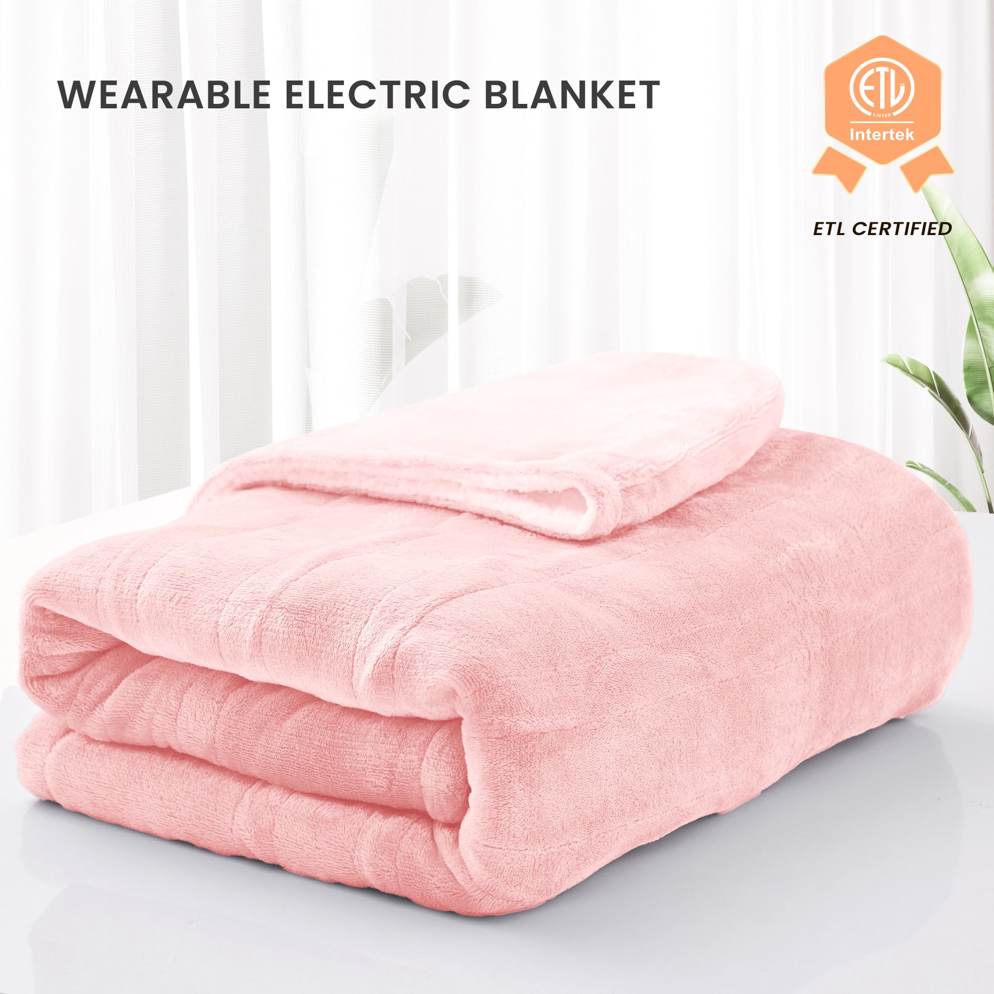 YILOTE Electric Blanket Wearable Throw - Robe with Sleeves and Foot Pockets - 7-Level Heating Auto-Off Blanket for Adults