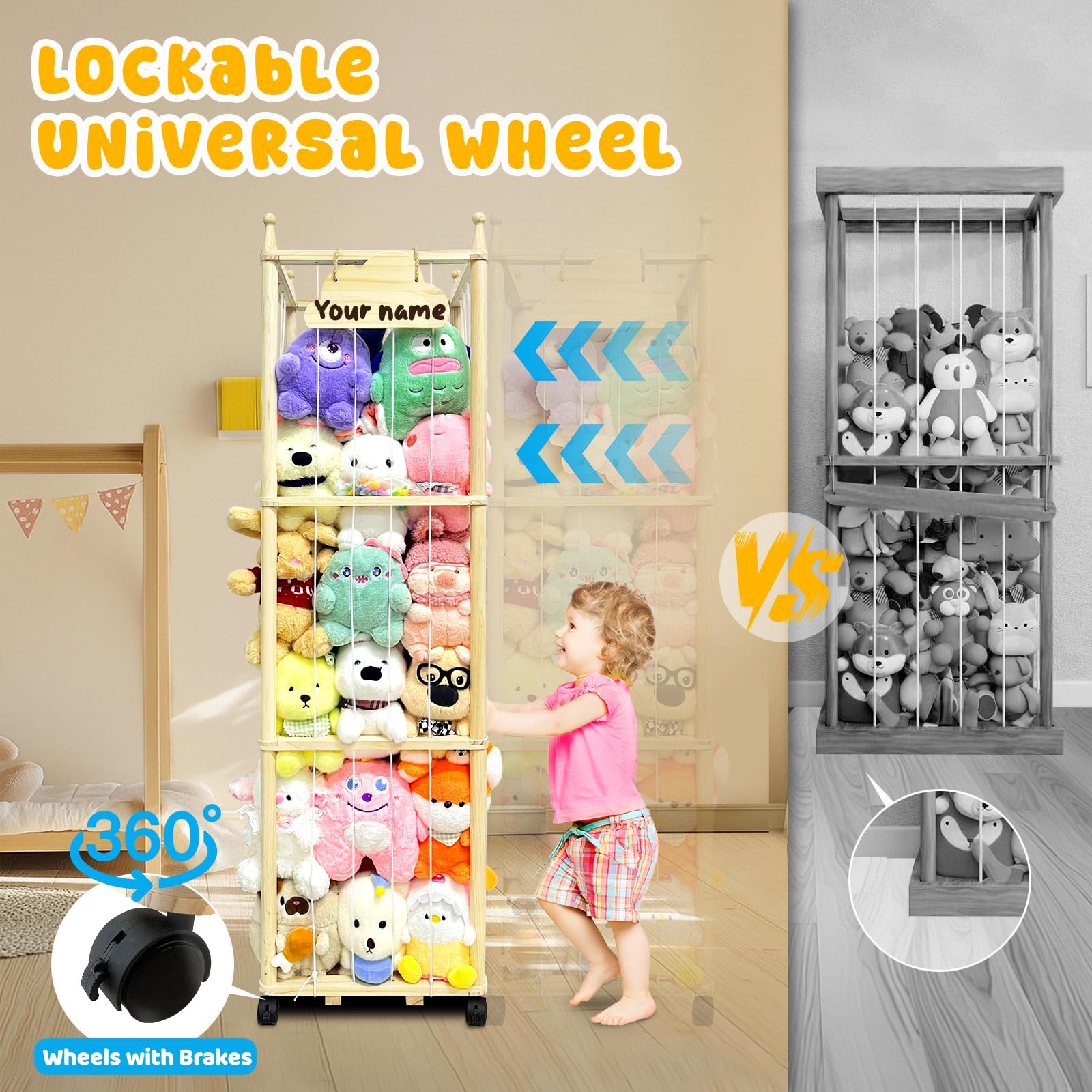 Rangement Peluche, Range Peluche, Meuble Rangement Jouet, Rangement Peluche Chambre Enfant, Grande Capacité, économiser de L'espace, pour Salle de Jeux, Crèche, Chambre à Coucher, Chambre D'enfants