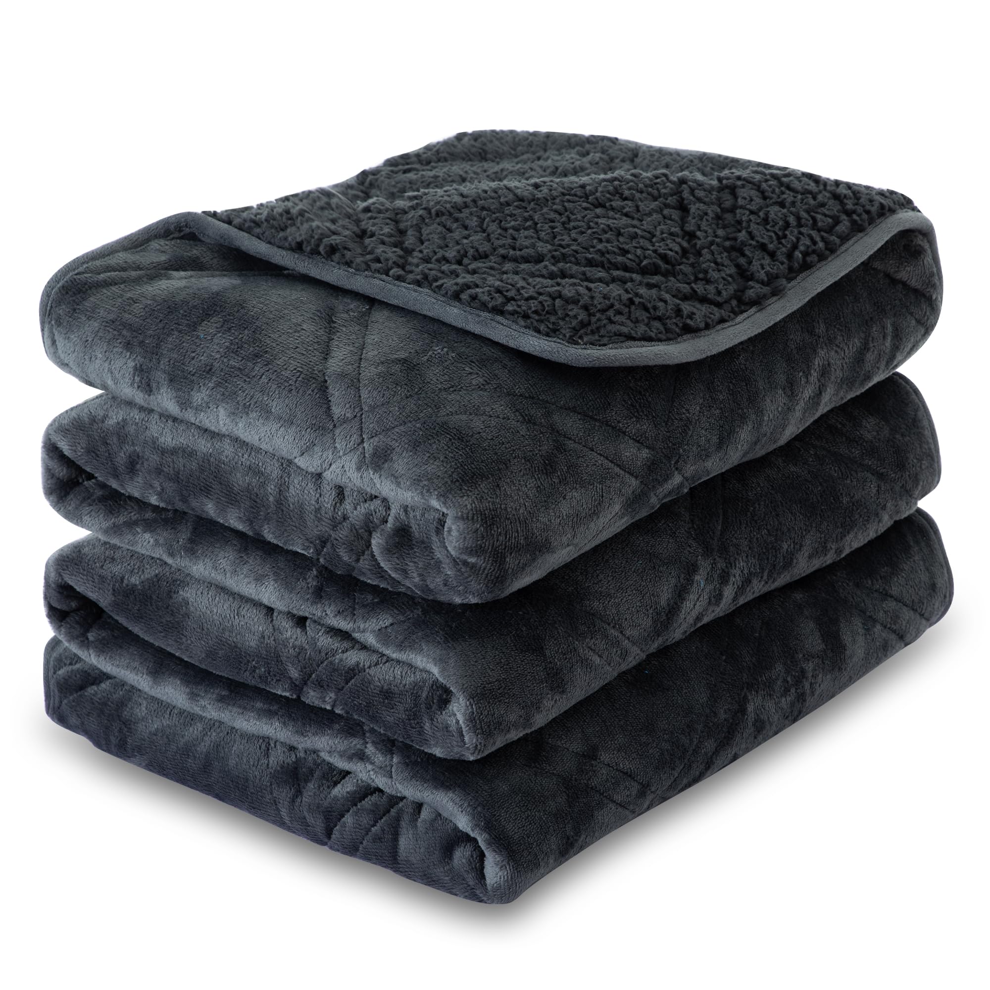 Winthome Sherpa Fleece Weighted Blanket Adult, Heavy Blanket Designed for Insomnia, Anxiety and Stress Relief with Premium Glass Beads, Winter Blanket Double QUEEN Size (Grey, 150x200cm 8kg)
