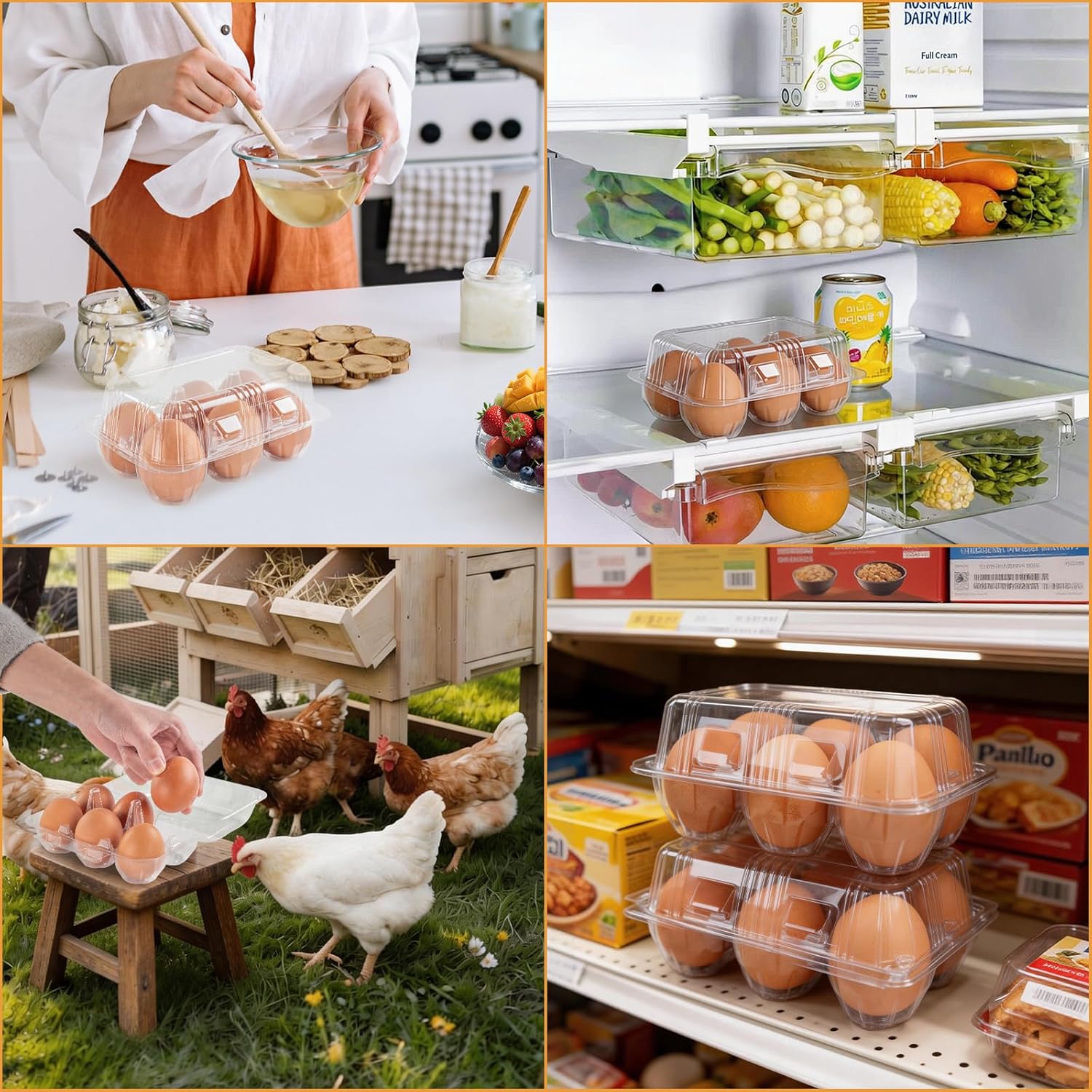 120Pack Egg Cartons Cheap Bulk Half Dozen XL Egg Cartons Reusable Egg Container Holder 6 Count for Home Ranch Chicken Farm, Commercial Business Market Display, 2x3 Grids