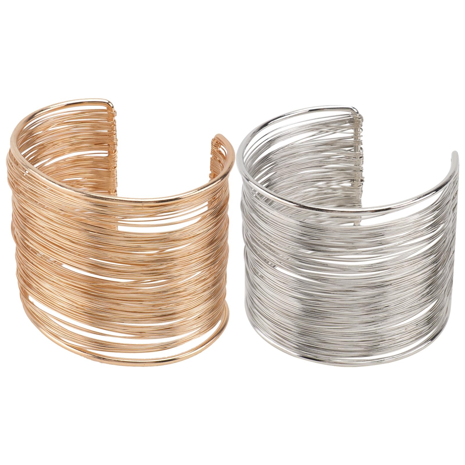 CLISPEED Pulsera de Brazo Ajustable de Metal Plateado Brazalete Abierto de Alambre Ancho para Mujer Accesorio Elegante para Bodas y Fiestas Pulsera Flexible Artesanal Colgante de Muñeca