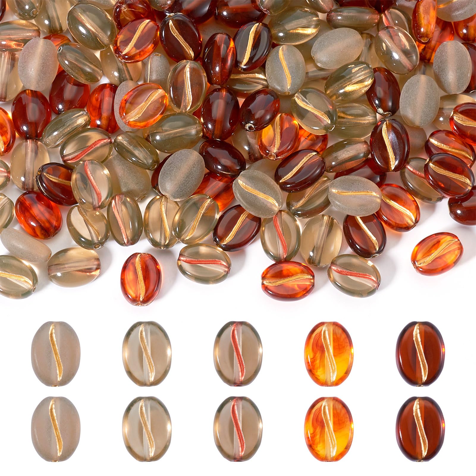 BB Beadthoven 180PCS Coffee Bean Beads Brown Acrylic Beads for Jewelry Making Transparent Cute Aesthetic Beads Small Craft Pony Beads Loose Spacers for Bracelets Necklace Earrings Making DIY Supplies