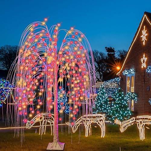 Miniatura 2 de Pooqla Árbol de sauce iluminado que cambia de color, luces LED RGB con control remoto para interiores y exteriores, Acción de Gracias, Navidad,