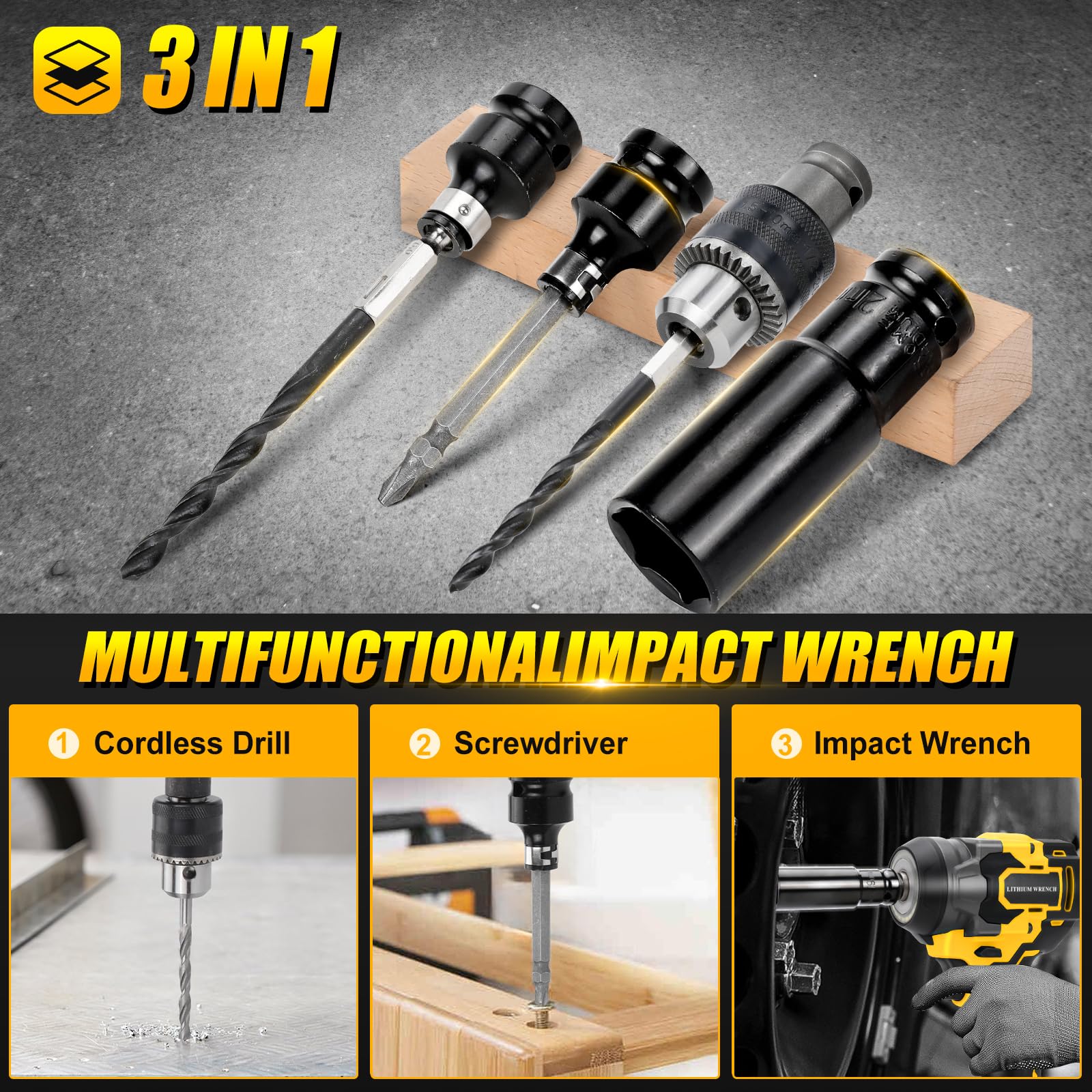 Akkuschrauber 1100Nm Kompatibel Mit DeWalt 18V/20V - Bürstenloser Schlagschrauber 1/2 Zoll