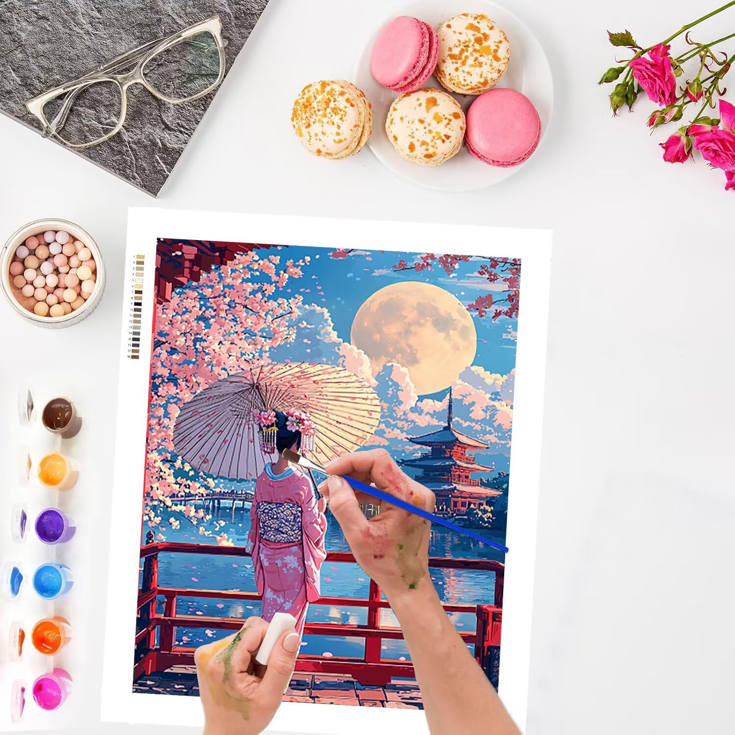 WEISHIWE Dipingere con i Numeri Adulti Geisha giapponese, 80x100cm s-799
