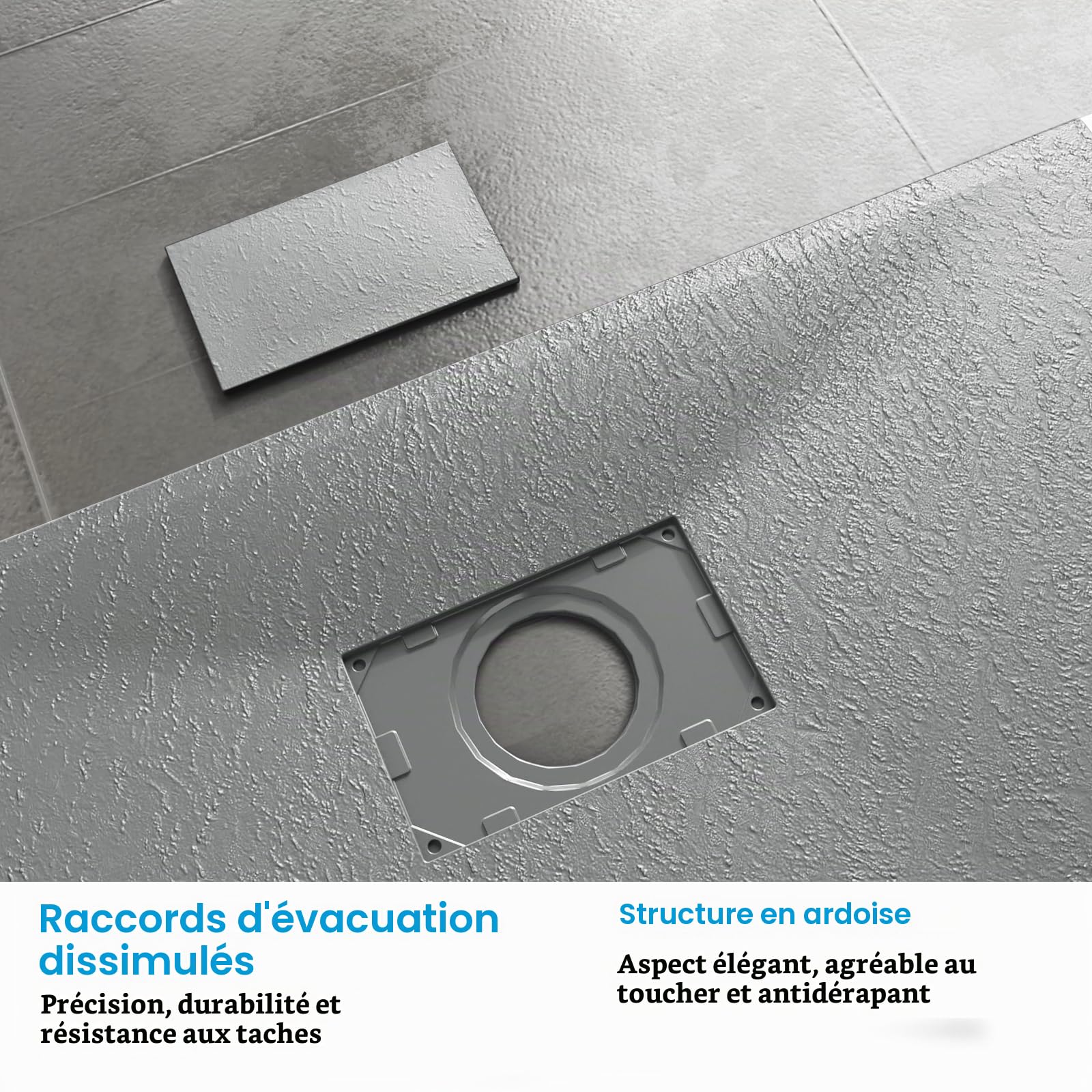 Heilmetz Receveur de douche SMC 80 x 80 cm extra plat 2,6 cm Noir