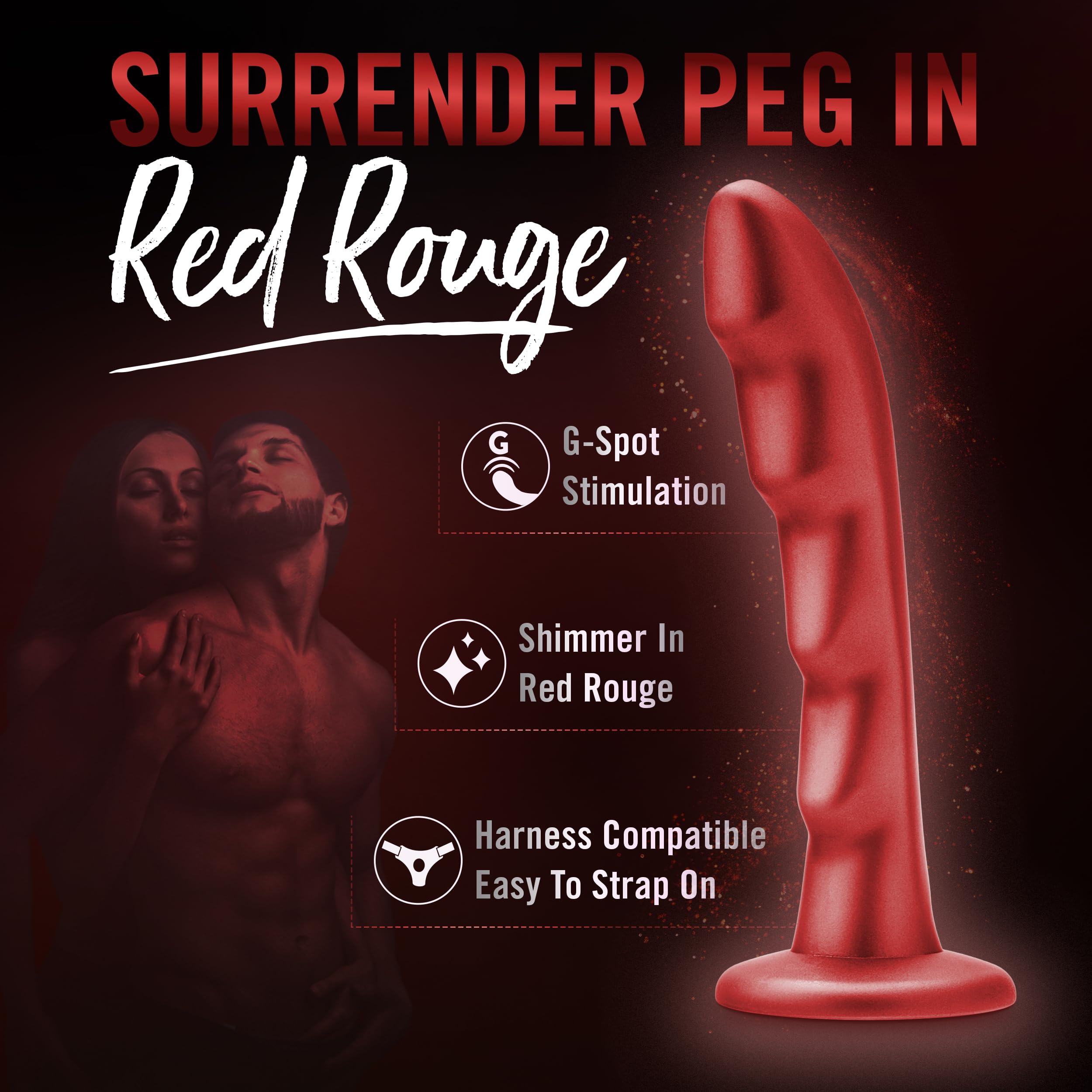 Blush Temptasia Jealousy Peg - 7 Inch Pegging Dildo .25" Wide - Harness & Strap On Compatible - Designed for G-Spot P-Spot BDSM & Role Play - Platinum Cured Silicone G-spot Adult Sex Toy - Red Rouge