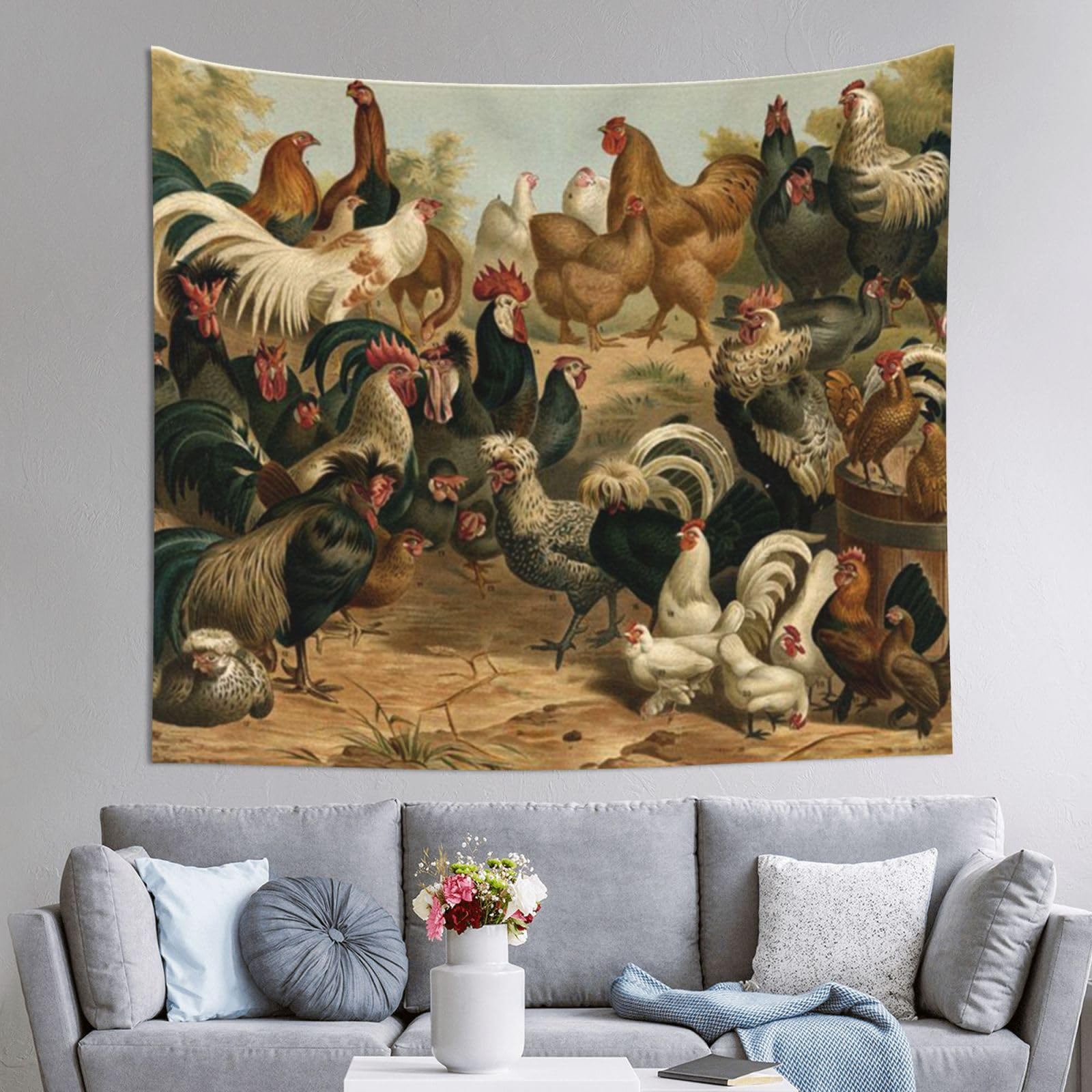 WKSGDSG Decoration Tapestry Wall Hanging For Bedroom, Chicken Rooster, 152x130cm Dorm Decor, Lightweight Easy Hang Wall Art For Living Room, Aesthetic Tapestries For Outdoor, Ceiling, Doorway, Camping
