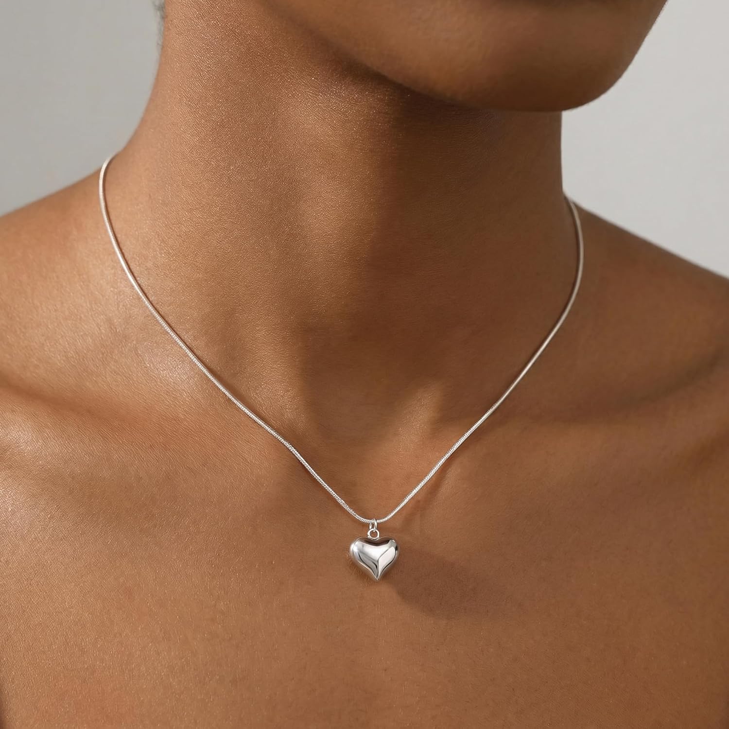 SLUYNZ 925 Sterling Silver Love Heart Choker Necklace for Women Teens Chunky Love Heart Necklace Pendant Mother's Day Necklace - Image 5