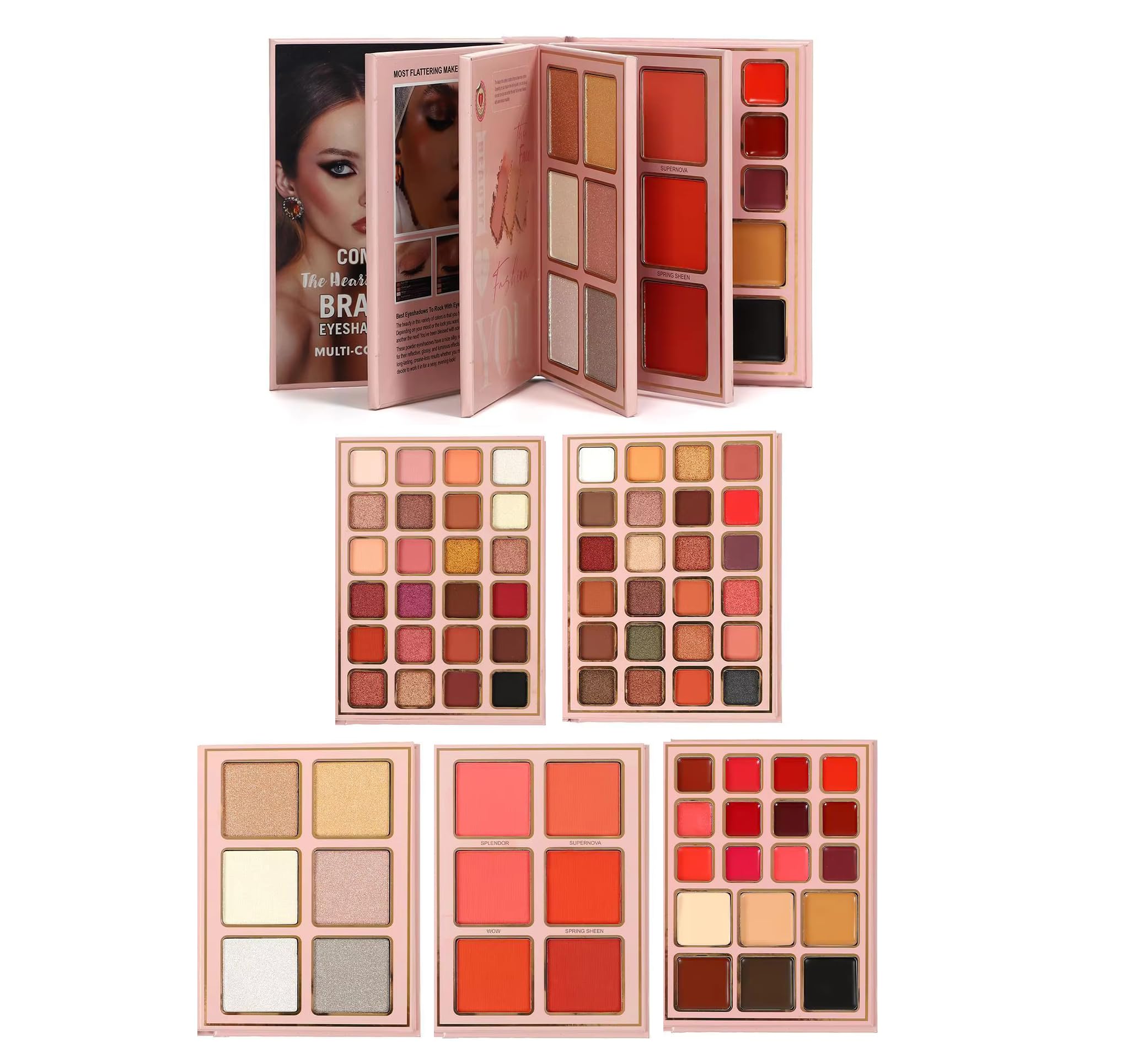 VARS ; LONDON GOODCO All-in-One Makeup Palette, 48 Eyeshadows, 6 Highlighters, 6 Blushers, 12 Lipsticks, 6 Contours, Eyebrow Cream, makeup book palette-image-40