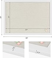 Vista 8 de Board2by Tablero de Anuncios de Corcho Blanco con Lino, Marco de Madera 30" x 20" Tablero de Corcho, Tablero de Oficina para Decoración de Pared
