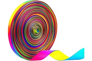 Teemico 50 Yards Satin Ribbon Gradient Rainbow Printed for Luggage Tag Decorations